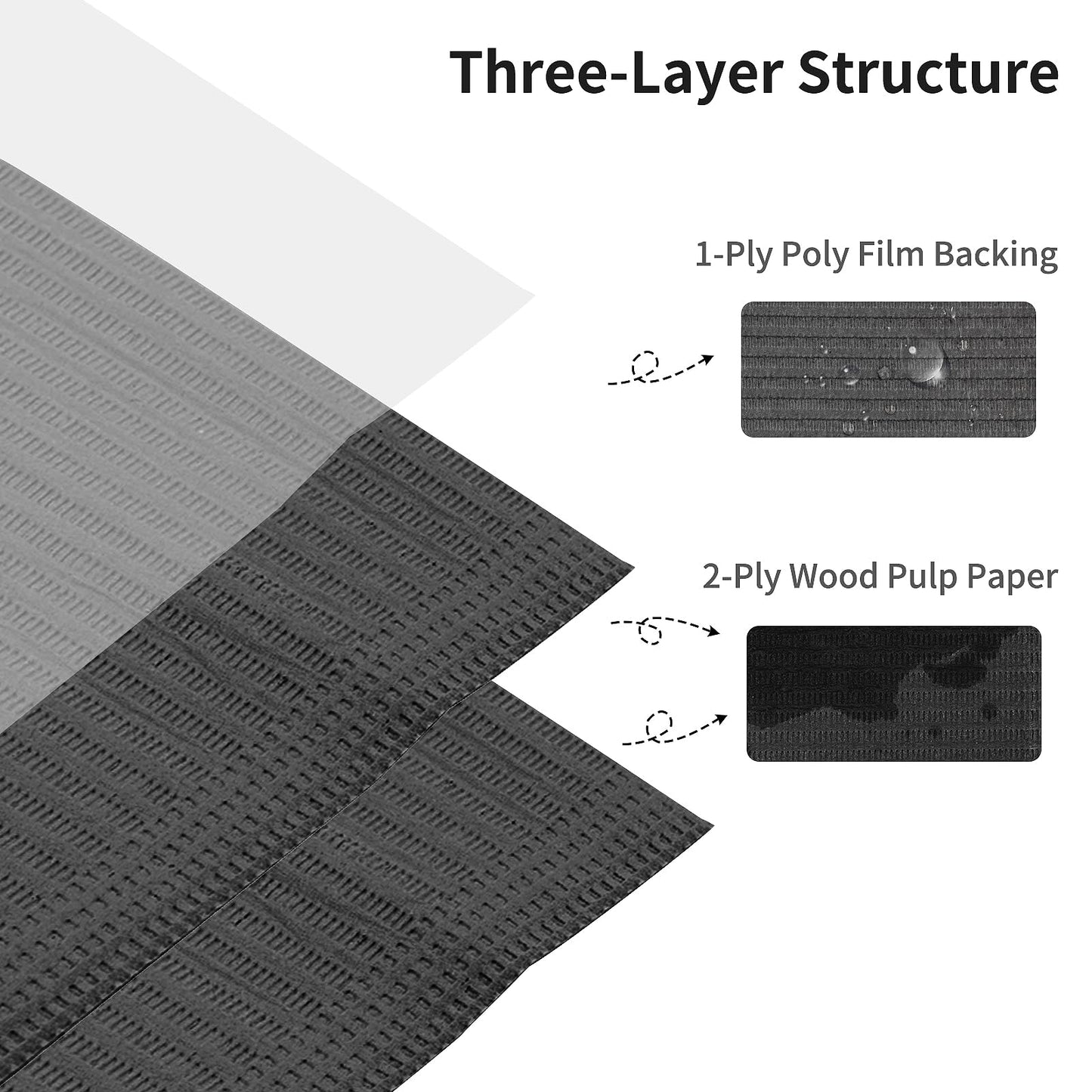 160pcs Disposable Nail Mats Foldable Nail Paper Towels, Table Acrylic Nail Practice Sheet, 3 Ply Waterproof Clean Nail Table Practice Mat for Salon Manicure Tattoo,Nail Art Accessories 13"x18" (Black)
