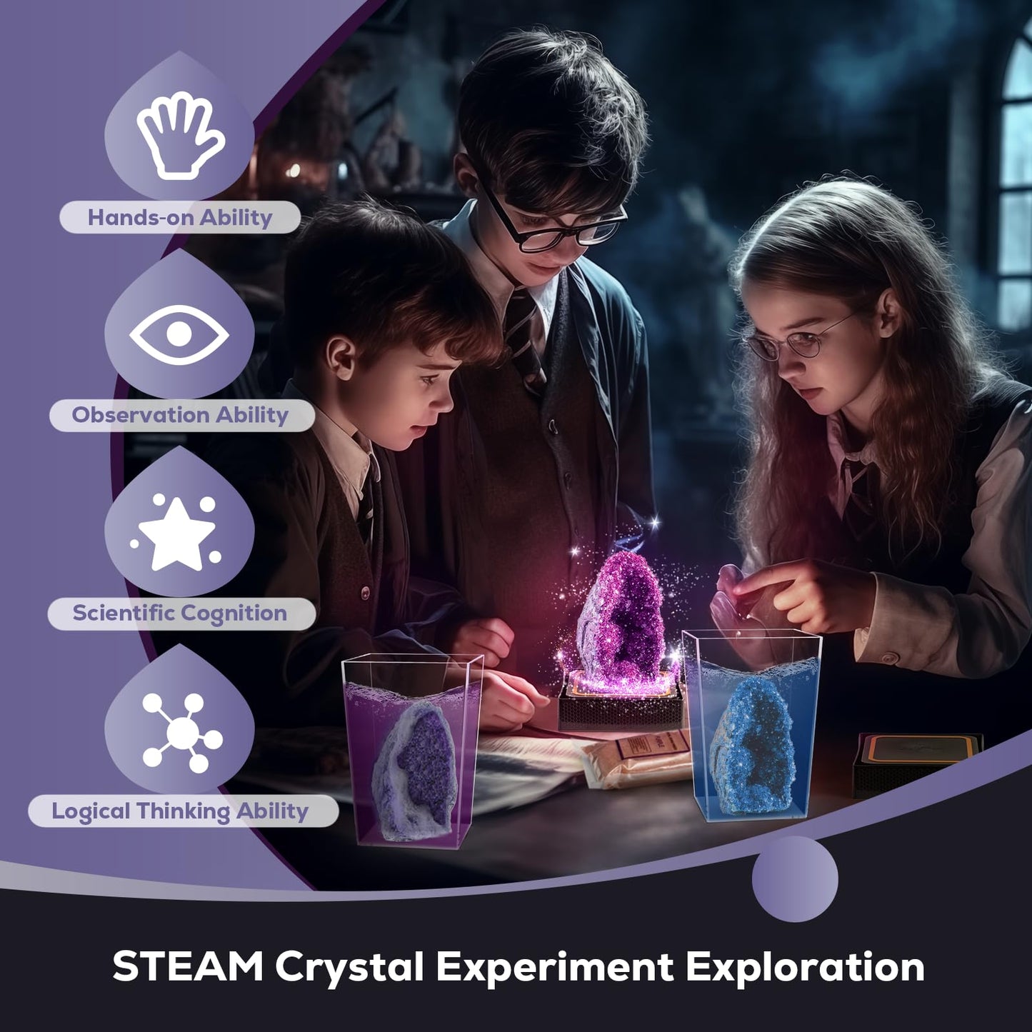 GobiDex Geodes Growing Science Kit for Kids Age 6-8-12, Geodes with Crystals Grow Fast in (24H), STEM Educational Science Experiments Toys, Geology & Rock Enthusiasts Collection, Gifts for Boys Girls