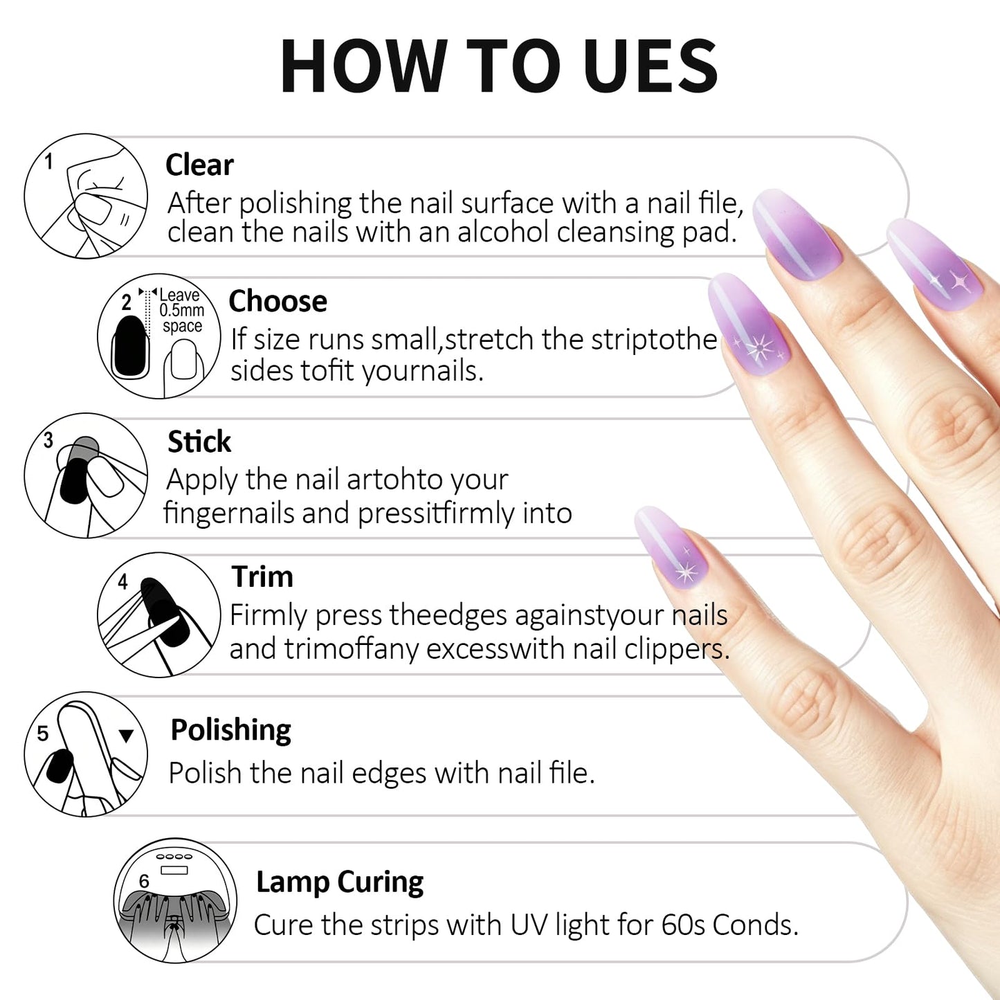 Semi Cured Gel Nail Strips -Jet Black -Stylish Nail Wraps, No UV Light Needed, Effortless Application & Removal, Salon Quality, Includes 16 Wraps, 1 Prep Pad, Wooden Stick & Nail File