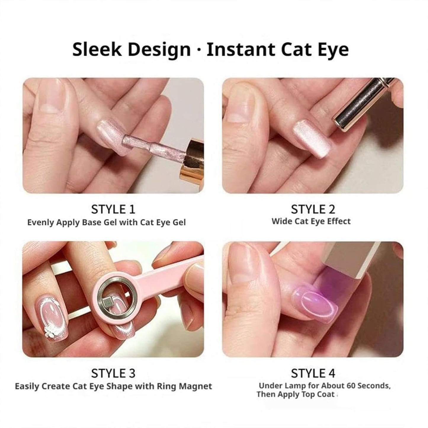 Ring-Shaped Cat Eye Magnet for Nails, Hollow Magnetic Design Circle Cat Eye Magnet for 3D Halo French Tip Nail Art, Home Salon DIY Manicure Tool (1Pcs-Pink)
