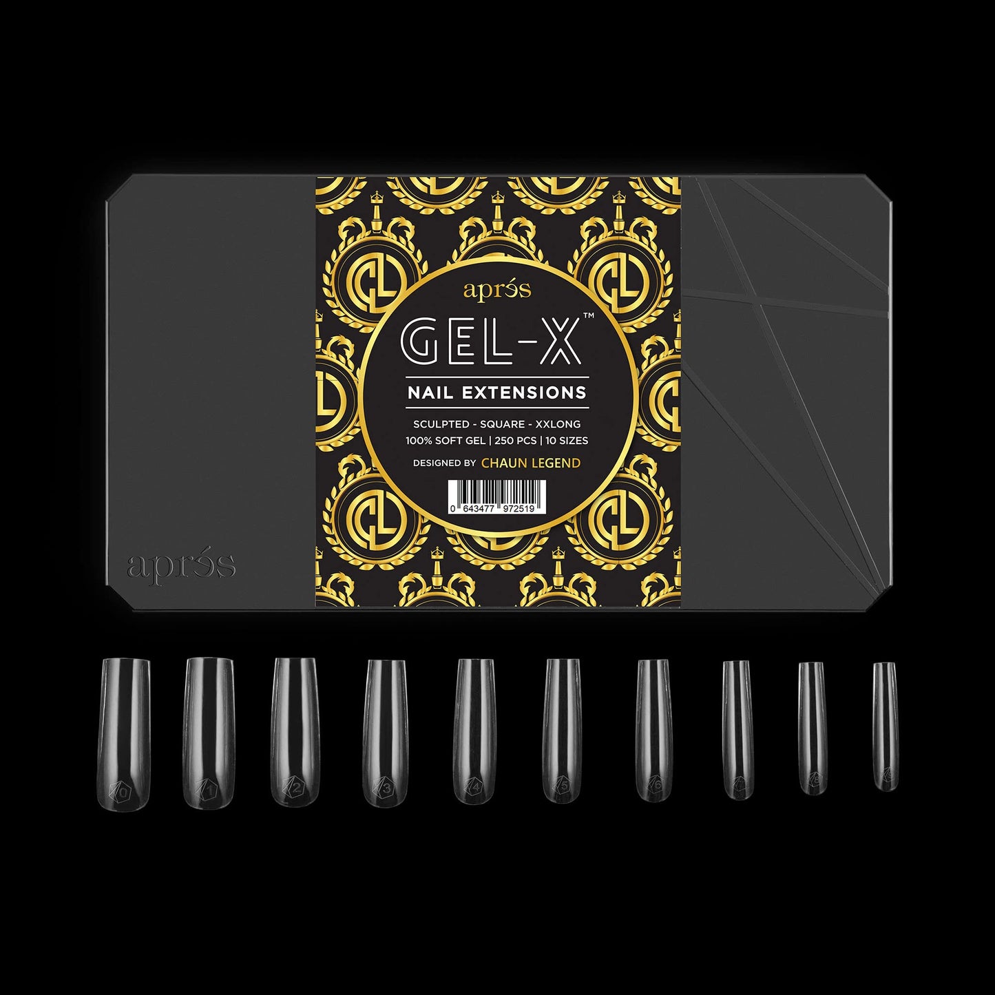 APRÉS x Chaun Legend Gel-X Box Of Nail Tips, Exclusive Sculpted Extra Extra Long, 10 Sizes 0-9, Soft Gel Tip Box (150pcs)