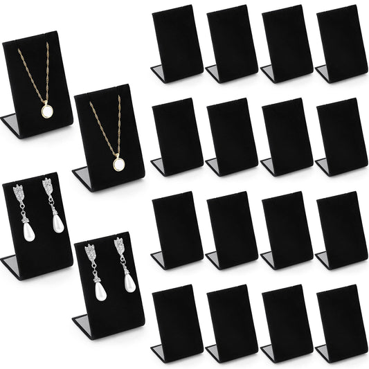 RattanView 24 Pcs Earring Display Stand Necklace Pendant Jewelry Stand Showcase Organizer Display Holder for Earring Pendant Accessory Rack(Black,Straight Style,Velvet)