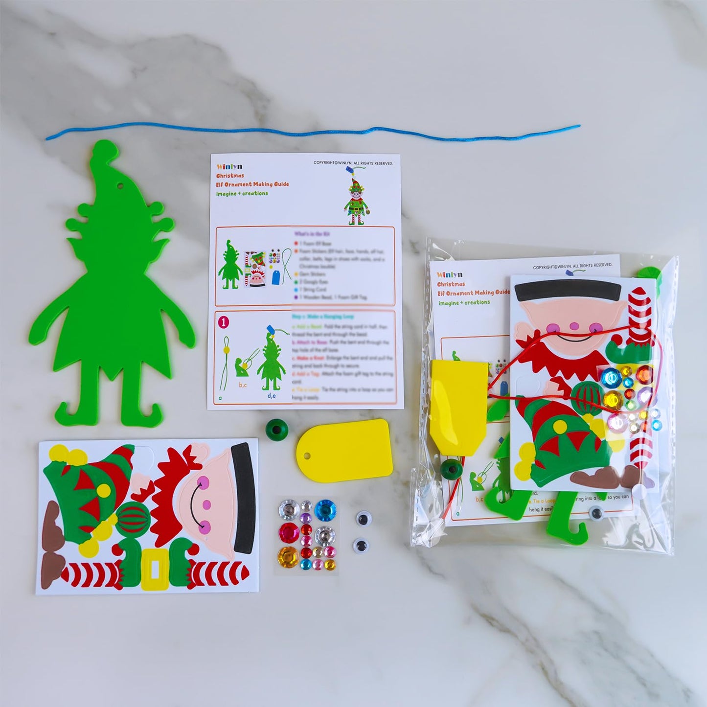 Winlyn 24 Sets Holiday Decorations DIY Christmas Tree Ornaments Winter Crafts Kits Foam Reindeer Penguin Snowman Foam Stickers for Kids Holiday Seasonal Gift Home Classroom Activities Party Favors