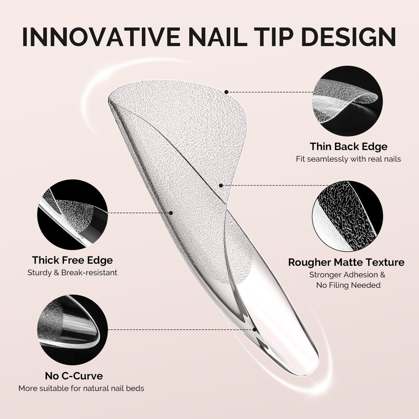 MelodySusie Short Square X Nail Tips - 600Pcs 15 Sizes Clear Acrylic, Half Matte Full Cover Press on Nails for DIY Extension & Salon Use, Pre-Shaped for Long-Lasting Manicure