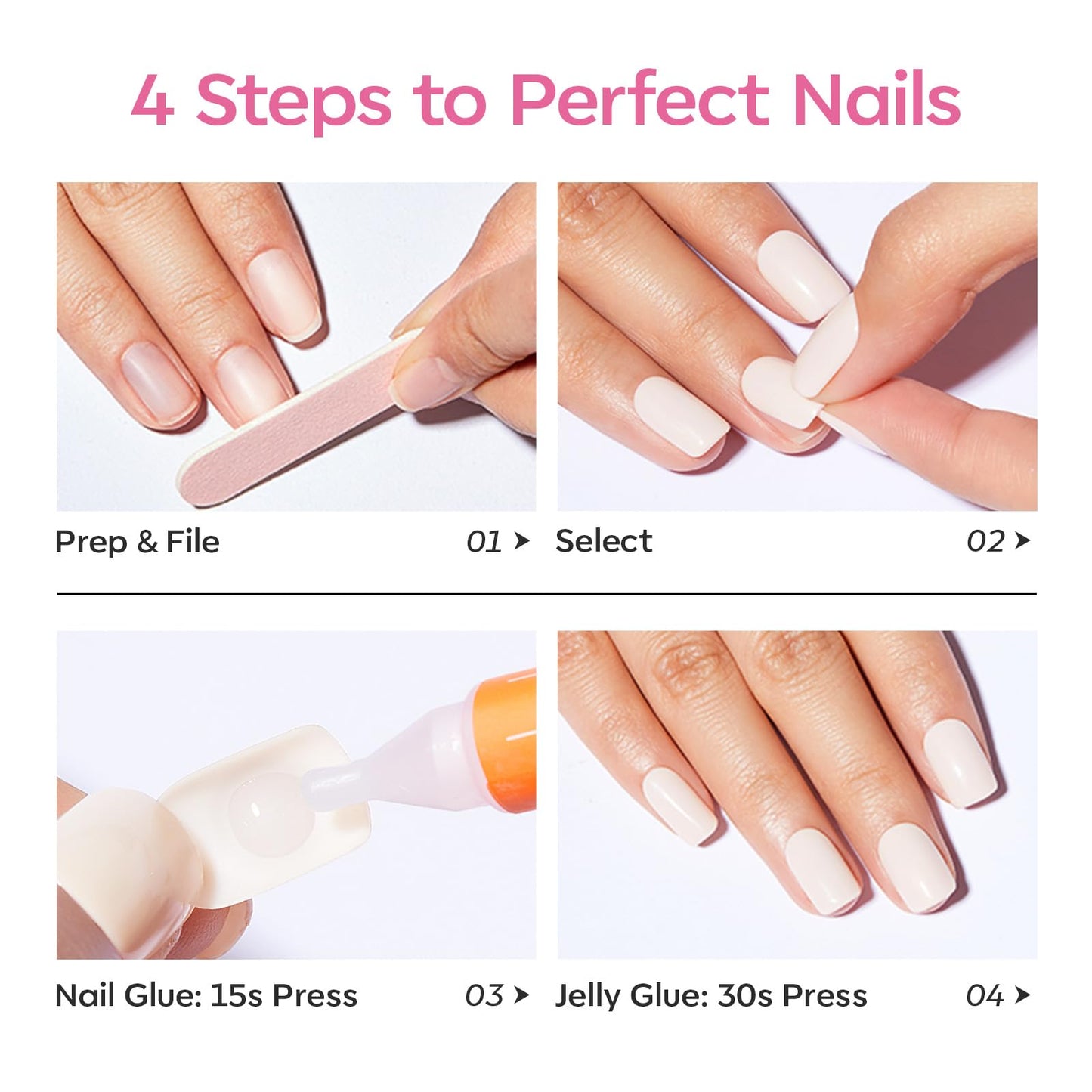 modelones Sakura Pink Short Press on Nails, Oval Fake Nails Kit Press Ons with Nail Glue, Adhesive Tabs, Nail File, Prep Pad, Manicure Stick, 32Pcs 16 Sizes, Spring Summer Women Girl Gift