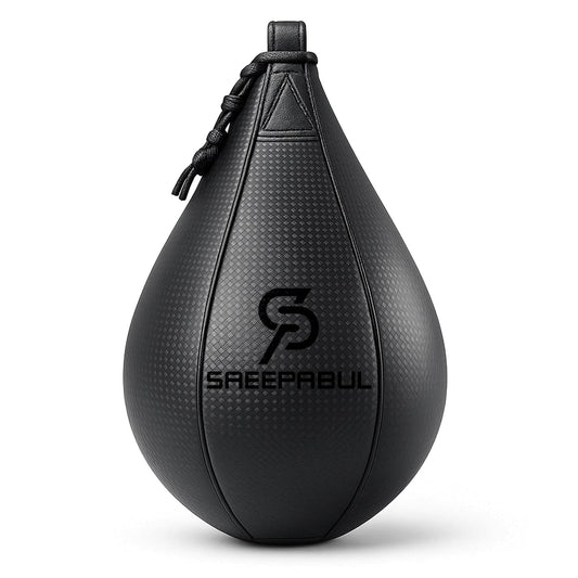SAEEPABUL Speed Bag,Speed Bag for Boxing,PU Leather Reflex Training Pear Shaped Punching Bag,Fast Reaction Skills Development Perfect for Kids Teens Adults Boxing Coaches Black