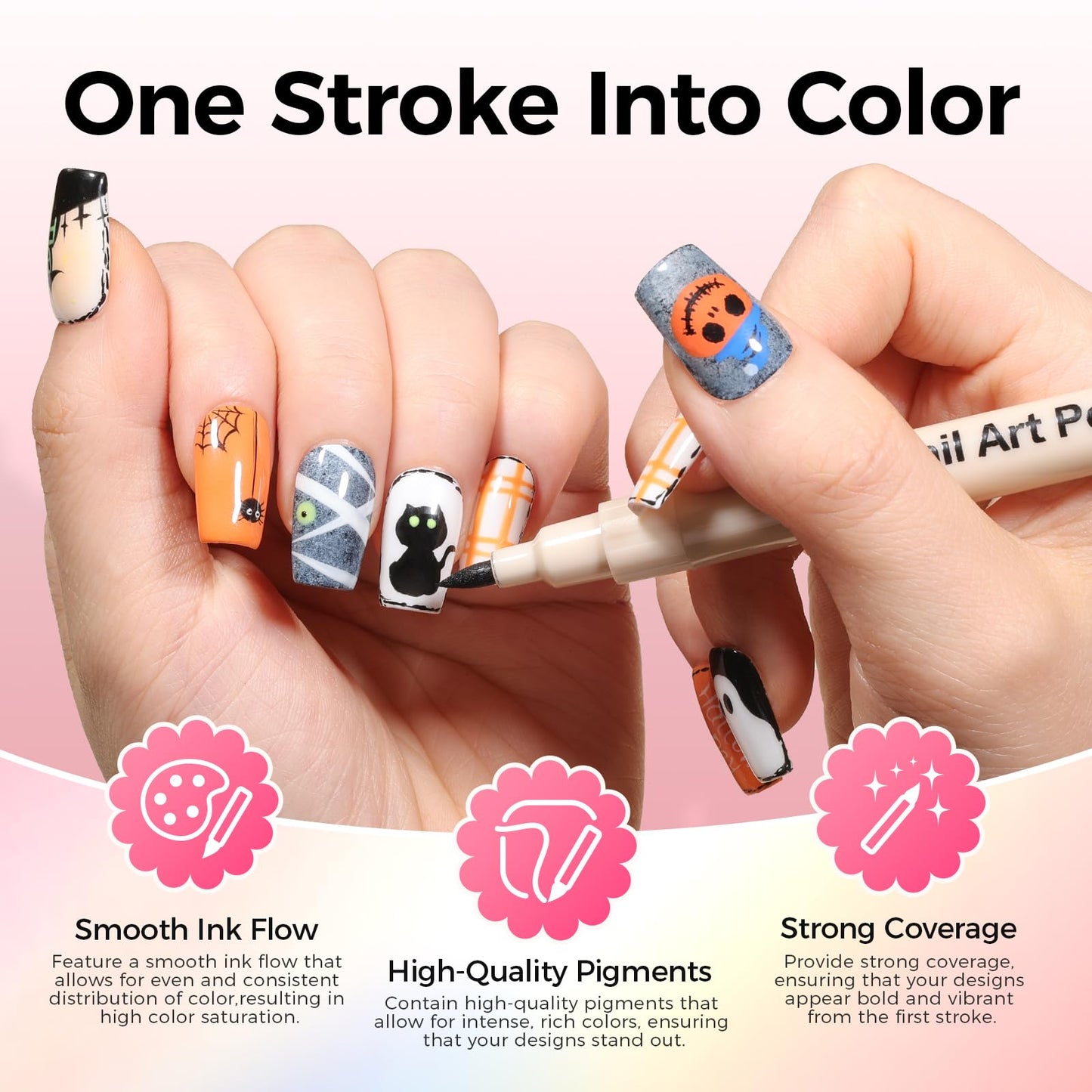 GELLAKTIK 18 Colors Nail Art Pens Set, 3D Nail Polish Pens Quick-Drying Acrylic Paint Markers, Dotting Liner Brush for DIY Nail Design, Home & Salon Manicure Tools