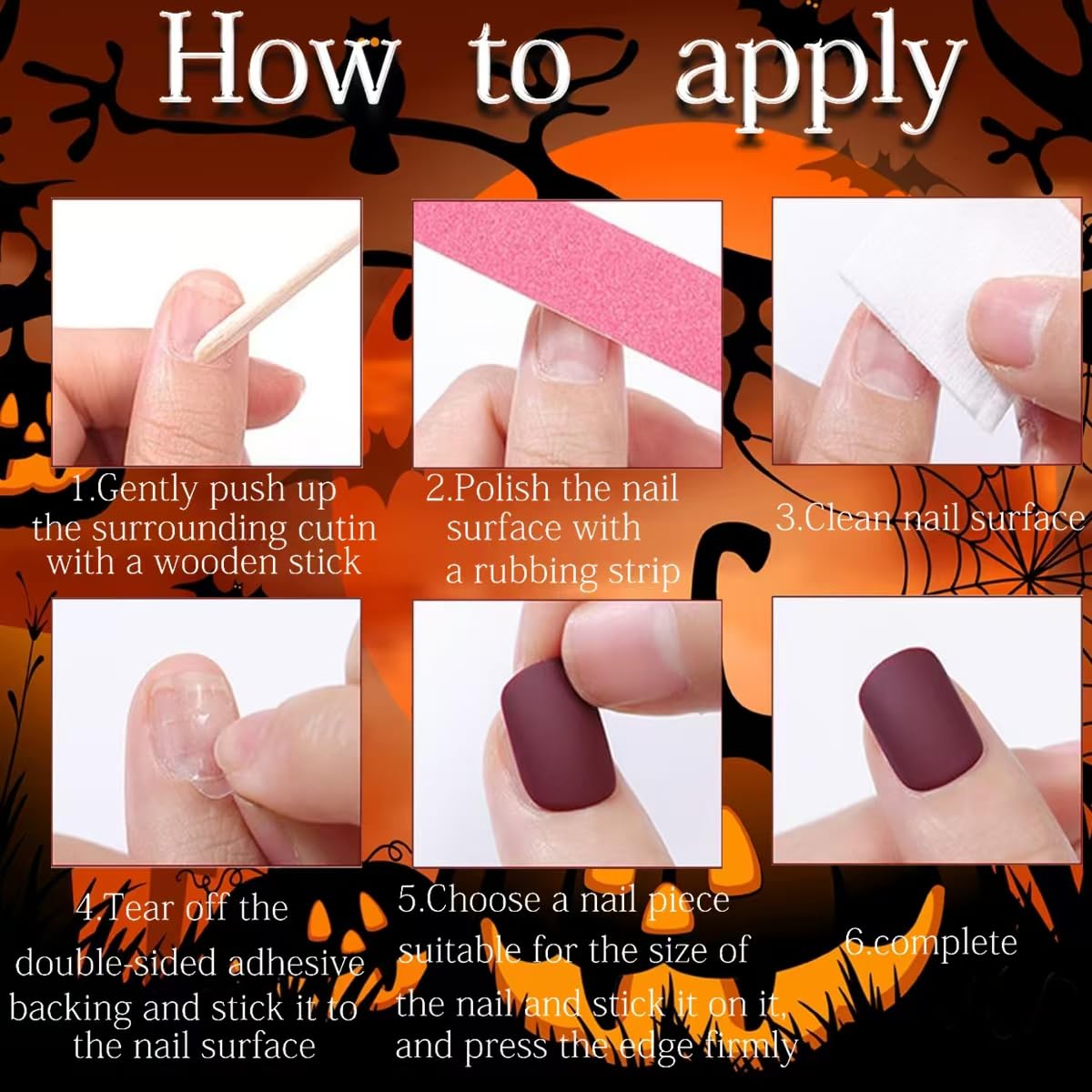 24Pcs Halloween Press on Nails Long Stiletto Fake Nails Dark Red Design Stick on Nails Horror Vampire False Nails Glossy Reusable Full Cover Acrylic Glue on Nail for Women Nail Art Decoration