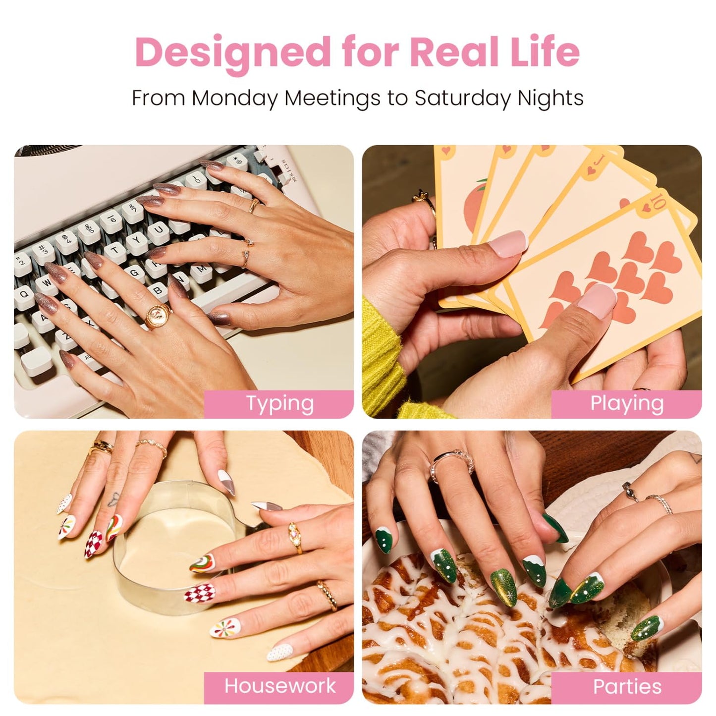 Nail Reformation Press On Nails, Baby Blush | Soft Pink Short Almond Fake Nails in Glossy Finish, Salon Quality, Natural Reusable Stick On Nails in 16 Sizes - 32 Nail Kit with Glue, Gifts for Women