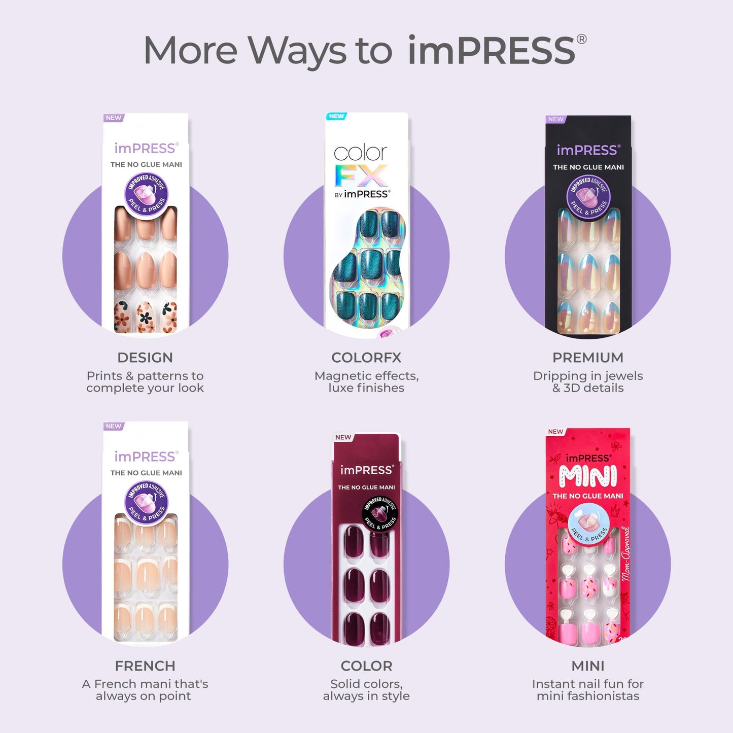 Kiss Impress No Glue Mani Press On Nails, Design, 'Couture-geous', Pink, Medium Size, Almond Shape, Includes 30 Nails, Prep Pad, Instructions Sheet, 1 Manicure Stick, 1 Mini File