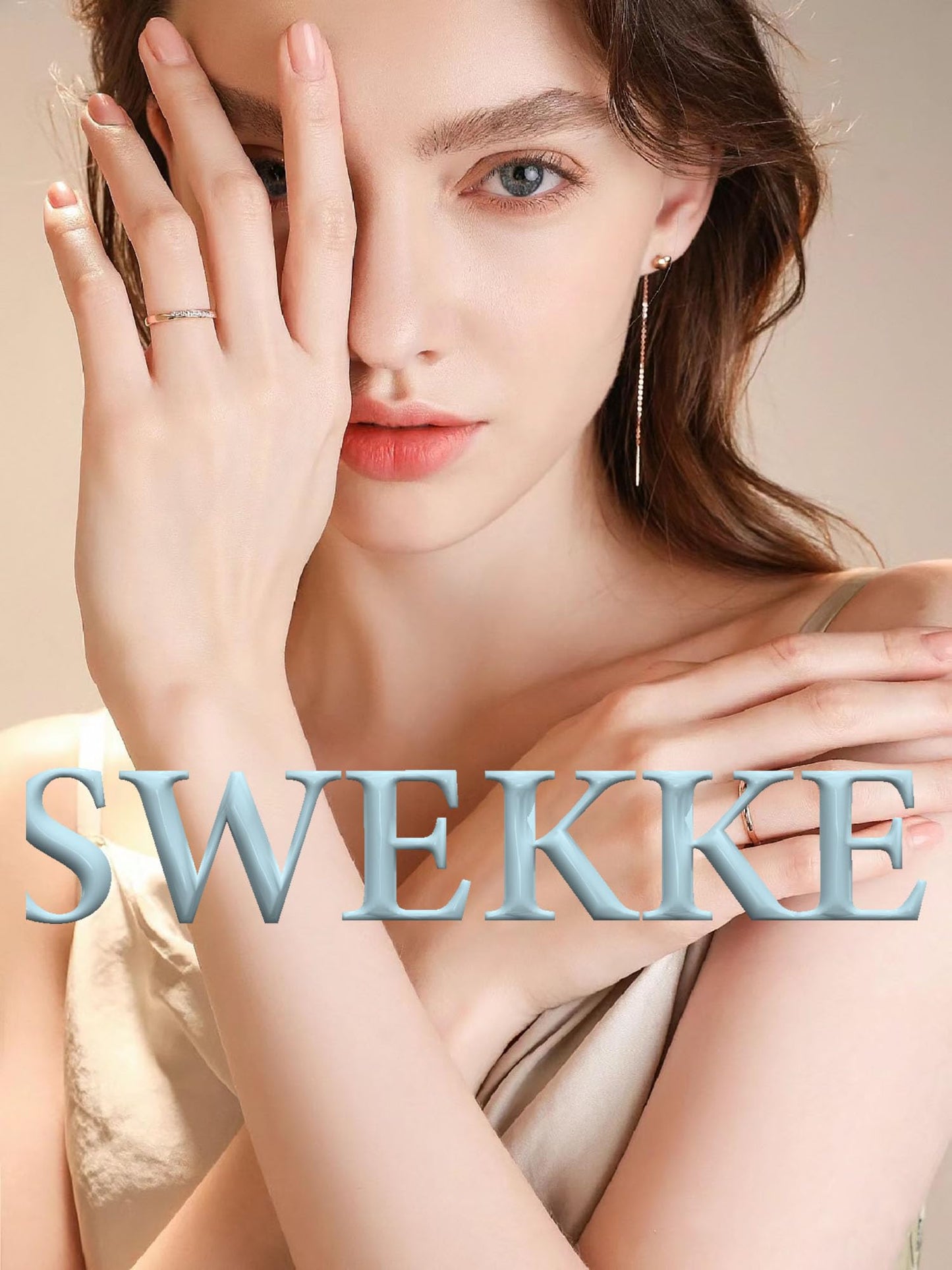 SWEKKE Medium Coffin French Fake Nails - Pink Gradient Full Cover Glossy Glue on Acrylic Artificial Nails for Women Girls - 24Pcs
