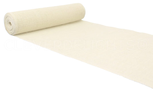 CleverDelights 14" Ivory Burlap Roll - Finished Edges - 10 Yards - Jute Burlap Fabric