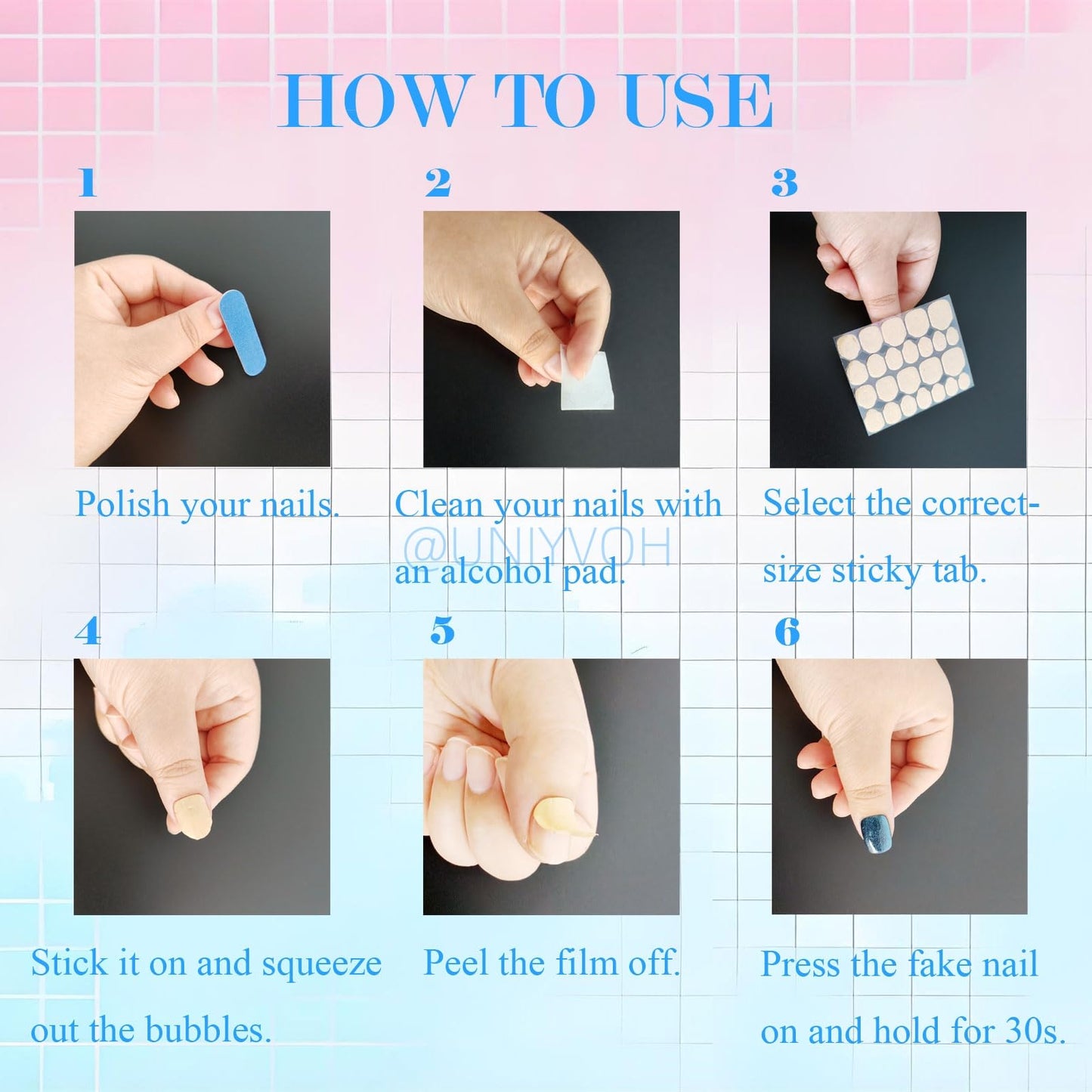 Short Square Press on Nails 3D Flower False Nails with Designs, Glitter Fake Nails Handmade Reusable Manicure Kit (Pink#Small)