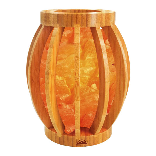 Himalayan Glow 1348 Basket Crystal Pink Chunks, Nightlight, Bulb,(ETL Certified) Dimmer Switch, Ideal Gift and Home Decor Bamboo Salt lamp | 5-7 LBS, Pack of 1