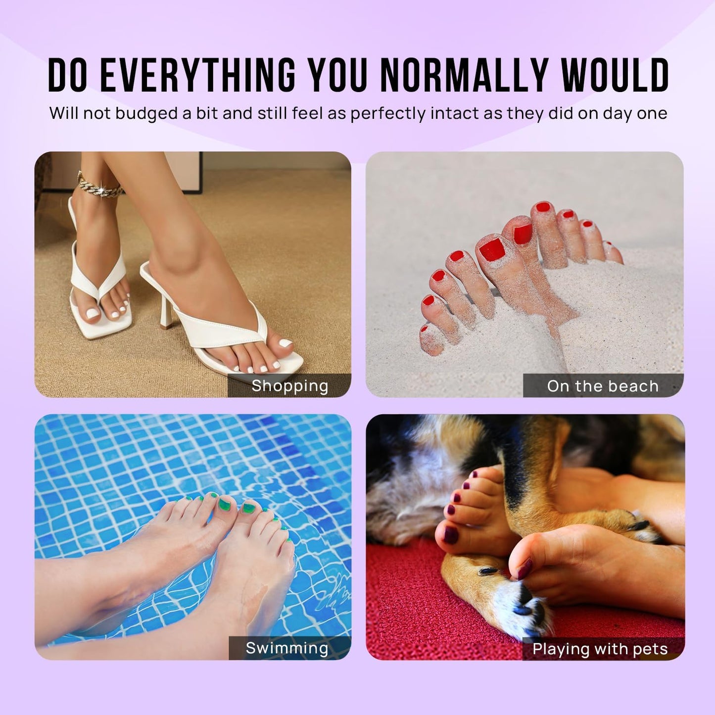 BTArtbox Press on Toenails Short, White French Tips Press on Toe Nails Square, Light Weight & Fit Perfectly Glazed Glue On Toenails with Glue, Fake Toe nails in 16 Sizes- 32 Kit, Hope Hope