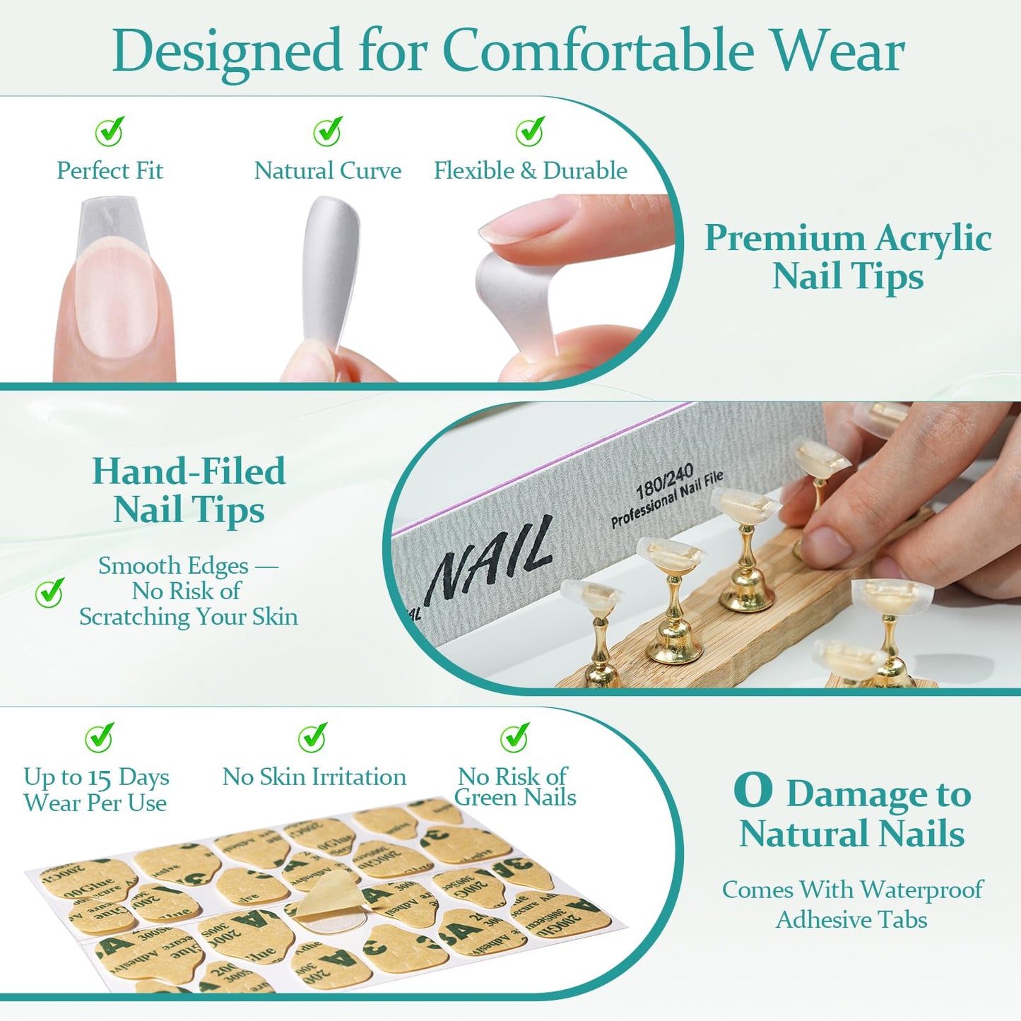 French Tip Press On Nails Short Almond,MOKAYIMO White French Nail Press Ons,10Pcs Handmade Custom-Sized Acrylic False Nails Kit,Natural Look,Salon Quality,Long Lasting,Size L