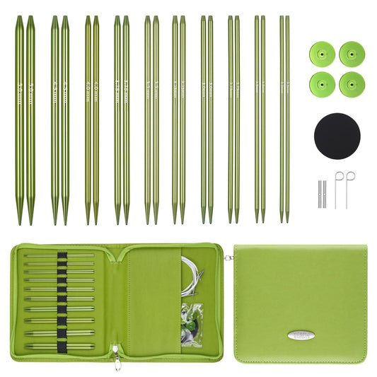 Interchangeable Circular Knitting Needles Set,10-Pair 4.5-Inch Metal Circular Needles US1,1.5,2,2.5,3,4,5,6,7,8 (Metric:2.2,2.5,2.75,3.0,3.25,3.5,3.75,4.0,4.5,5.0mm) with 4 Cords with Project Bag