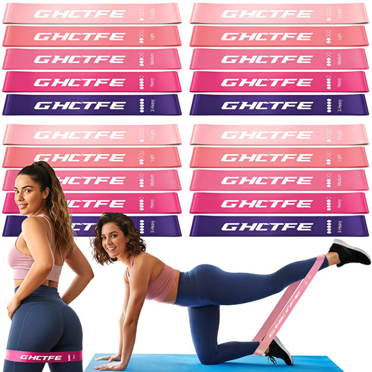 GHCTFE 20PCS Resistance Bands Bulk Set for Trainers, Small Groups & Fitness Classes, Mini Bands for Glutes, Legs, and Core Workouts, Loop Exercise Bands with Storage Bag, Gift for Workout Buddies