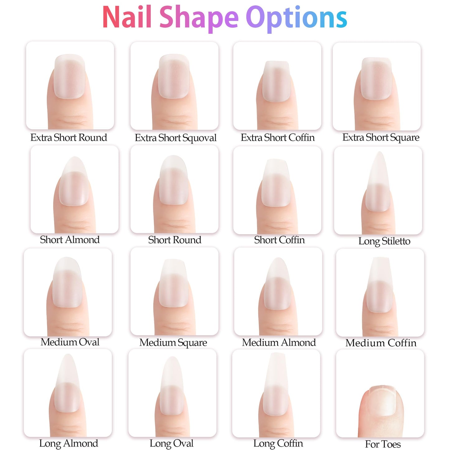Sun&Beam Nails Fake Nails Tips Full Clear Acrylic Cover for Manicure Salons Nail Art 15 Sizes 240 Pcs (Long Stiletto)