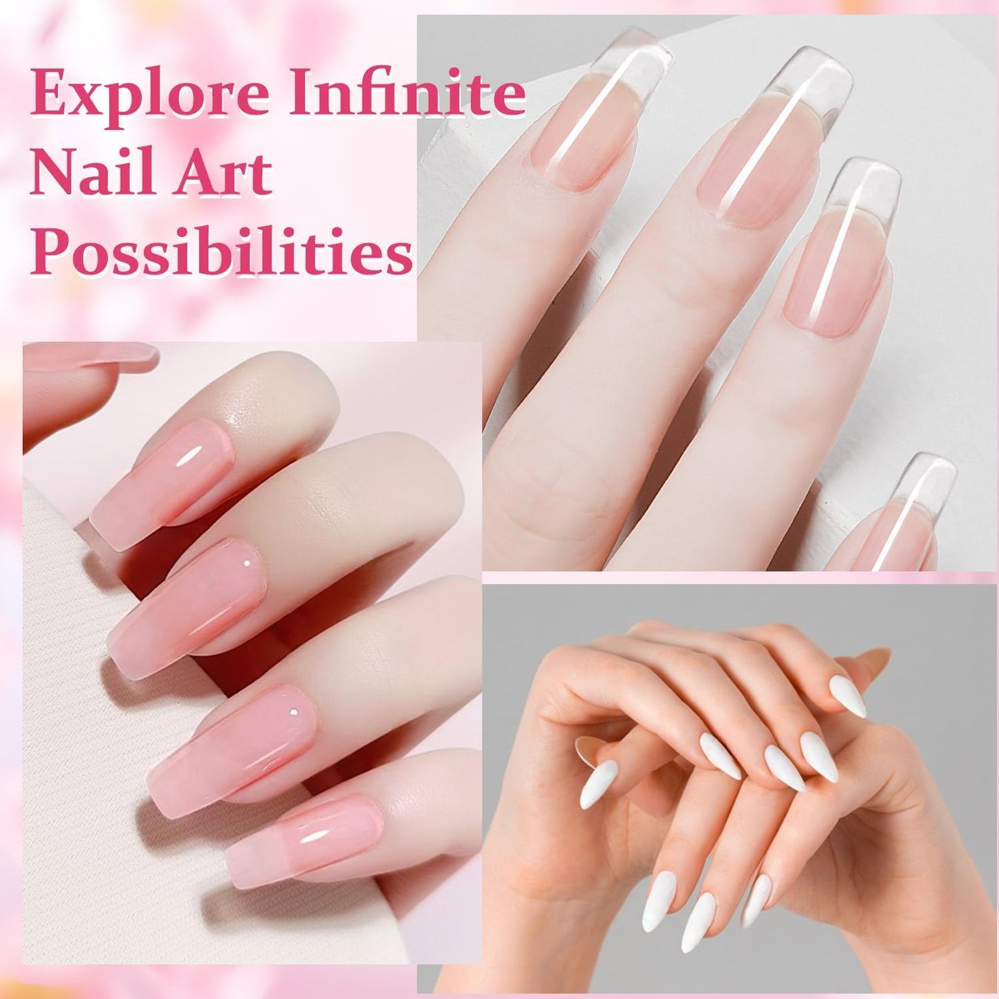 Acrylic Nail Kit with liquid Monomer,6 colors Glitter Acrylic powder UV Lamp for Beginners with Everything Nail Supplies (White)