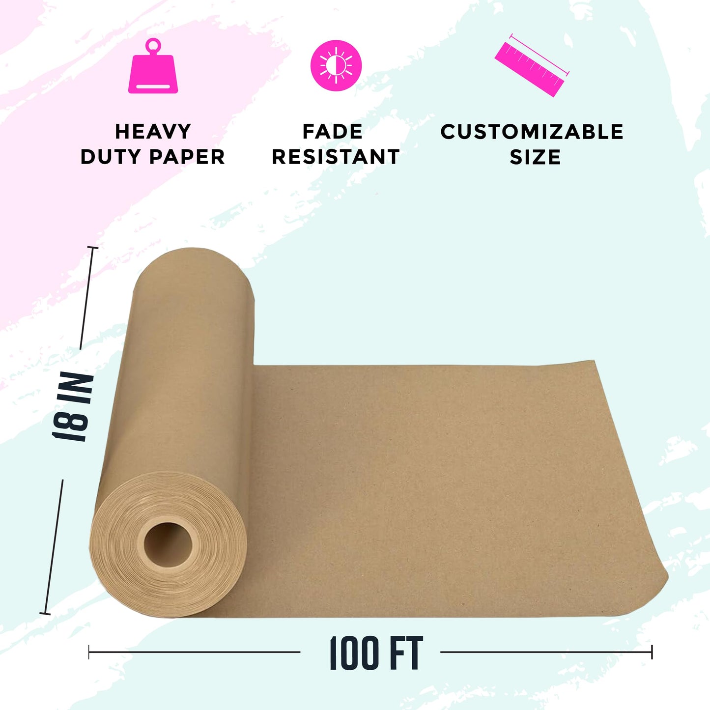Bryco Goods 18" x 1200" Brown Kraft Packing Paper - USA Made - Versatile for Different Arts and Crafts Projects - Pin Up Your Work Or School Notes - Create Vision Board for Your Bedroom