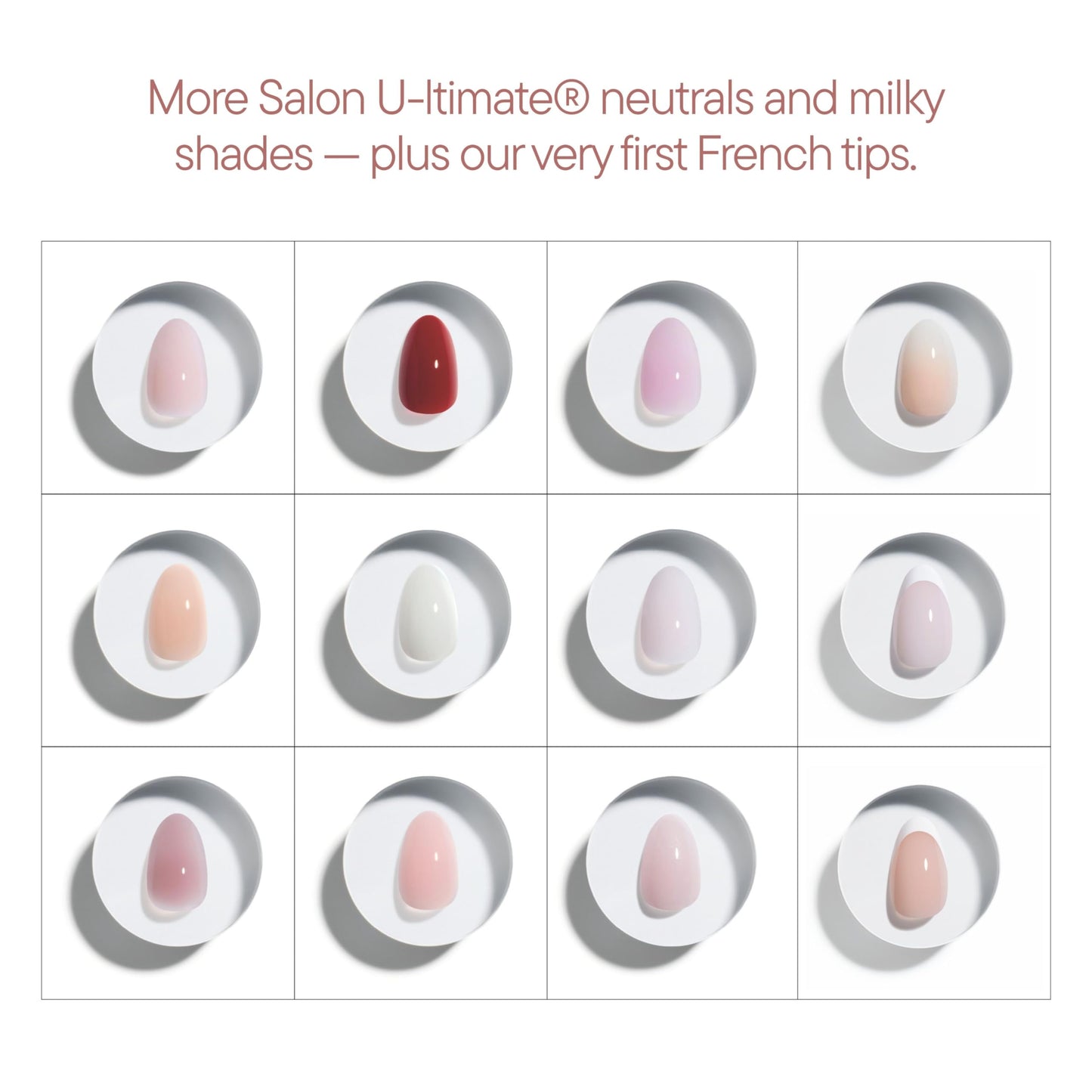 Celebritips Press On Nails - Salon U-ltimate™ | Bare Milk, Extra Short Almond Nails, Reusable | 16 sizes - 32 Nails Kit with Glue and Sticky Tabs