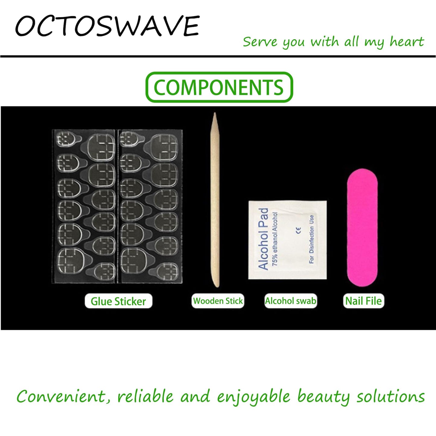 octoswave 3D Bow Press on Nails with Stripes and Polka Dots, Medium Square Acrylic Glue on Nails for Wedding Party Dating, 24Pcs