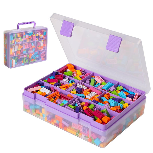 Douorgan Toy Storage Organizer for Lego Stackable Organizer Bins Portable Organizer Containers Storage Box Plastic Case for Bead Bracelet Making DIY Jewelry Nail Charms (Purple)