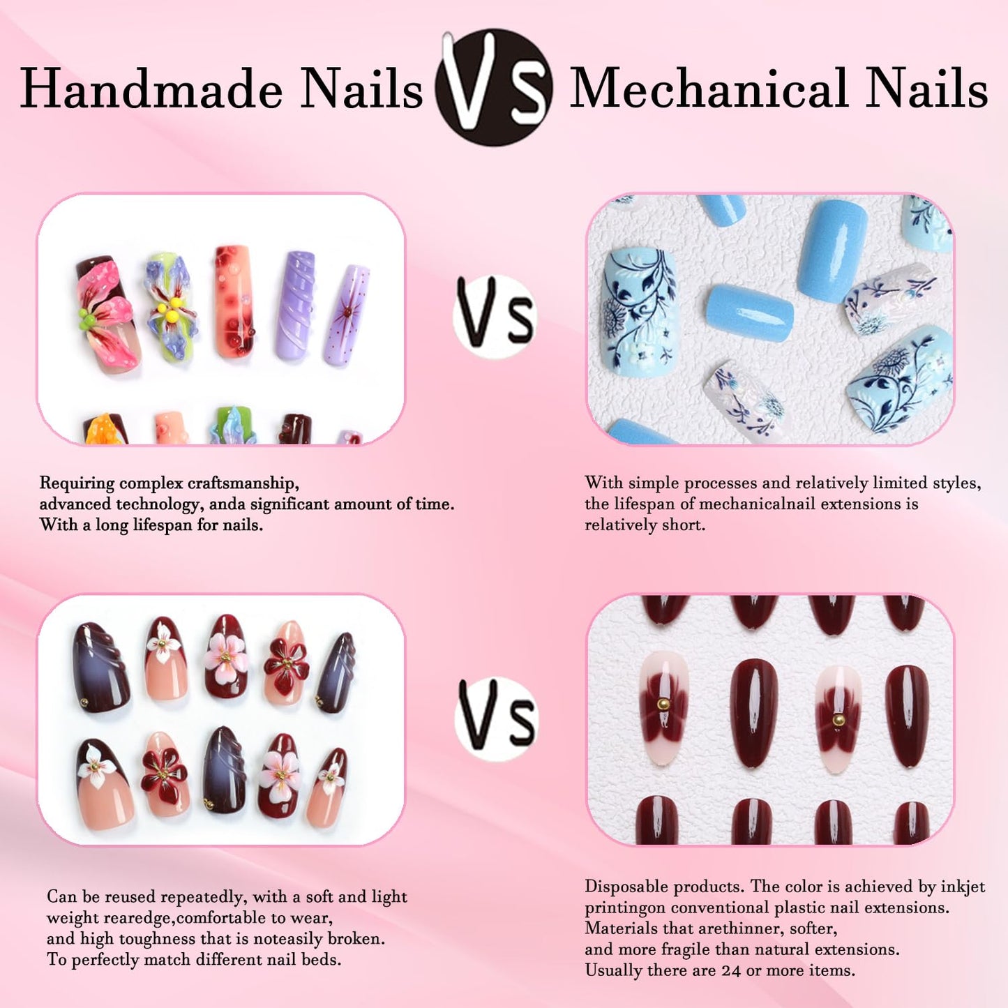 Thick Press on Nails Luxury Handmade Medium Almond False Nails with Glue,White Glitter Fake Nails Tropical Flower Art Design Reusable Press ons Nail Muti-Layer Gel Acrylic Nails for Women(Size S)