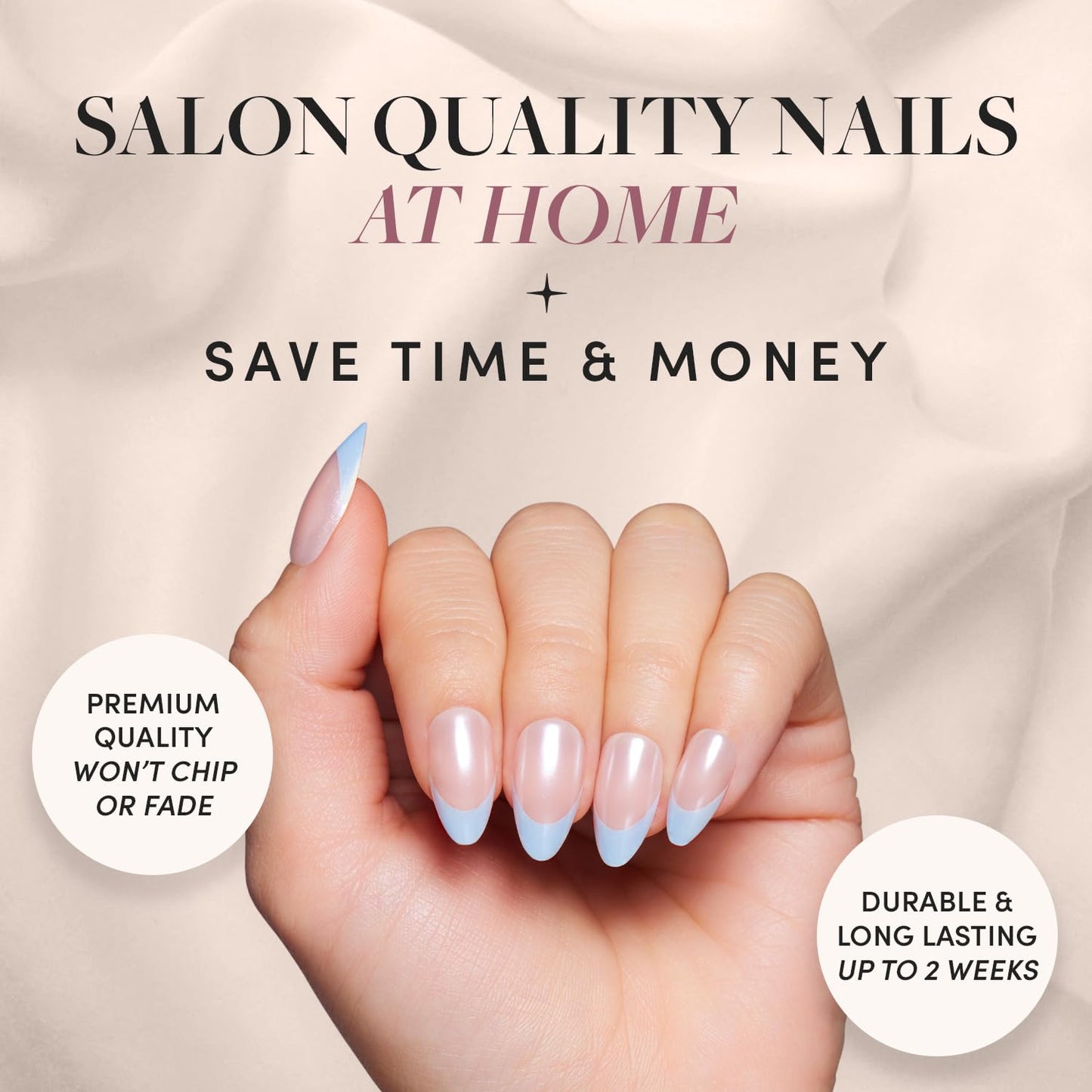 Glamnetic Press-On Nails Bundle - Maple Glaze & Selenite | Short Almond Nude Brown Neutral Nails with Glaze Finish | Soft White Sparkle Short Almond Fake Nails | Reusable, Salon-Quality Nail Kits