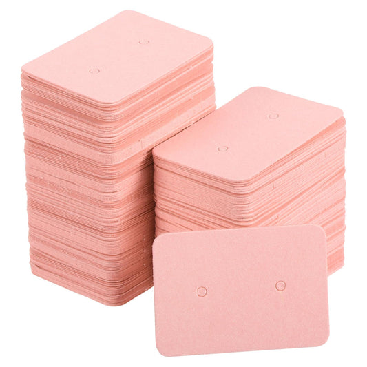 PATIKIL Earring Display Cards, 500 Pack Paper Earring Holder Blank Tags Rectangle Cardboard for Hanging Earrings Ear Studs Style 2, Pink