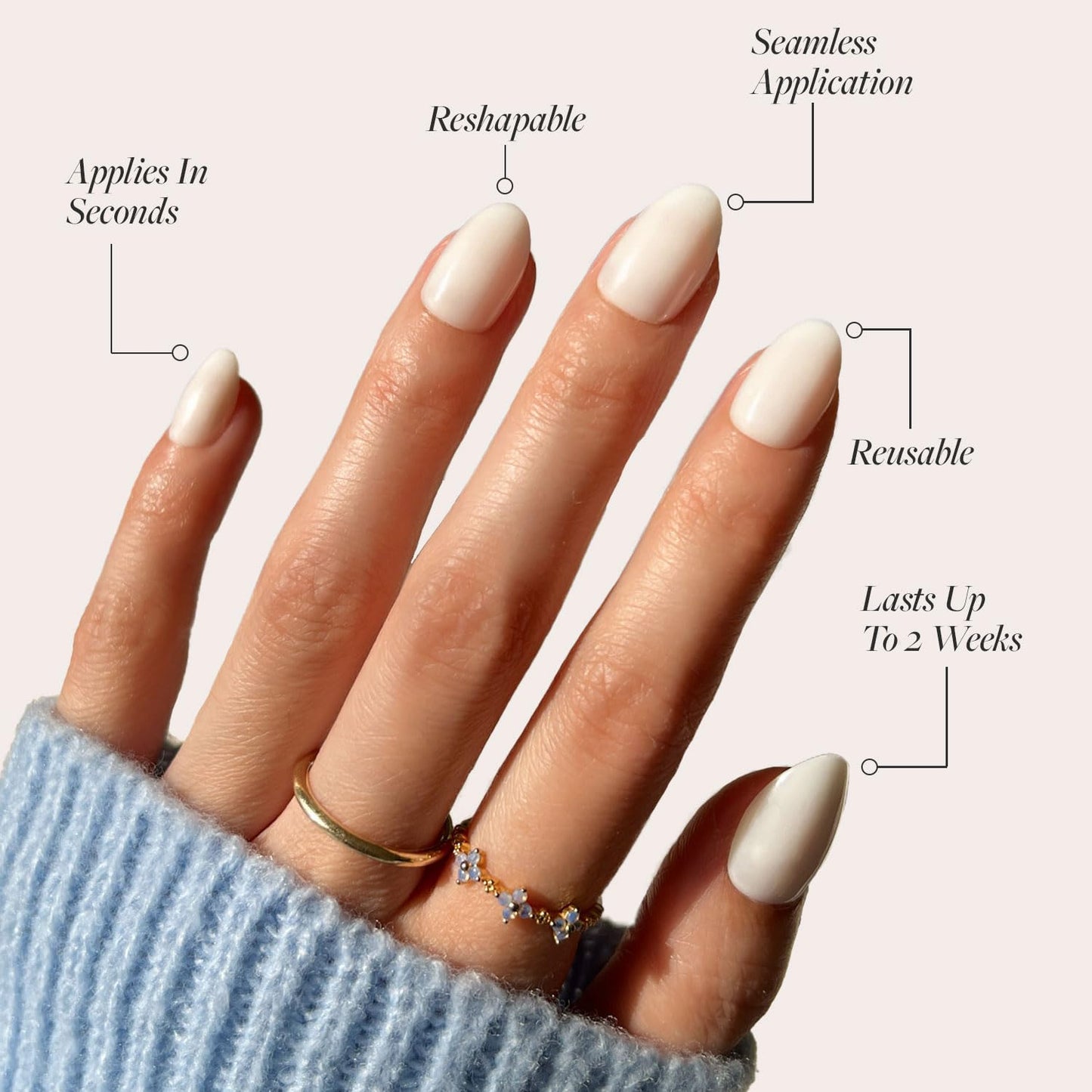 Glamnetic Press-On Nails Bundle - White Swan & Think Pink | Opaque Classic Off White Short Oval False Nails | Light Pastel Pink Short Oval Fake Nails | Reusable, Salon-Quality Nail Kits