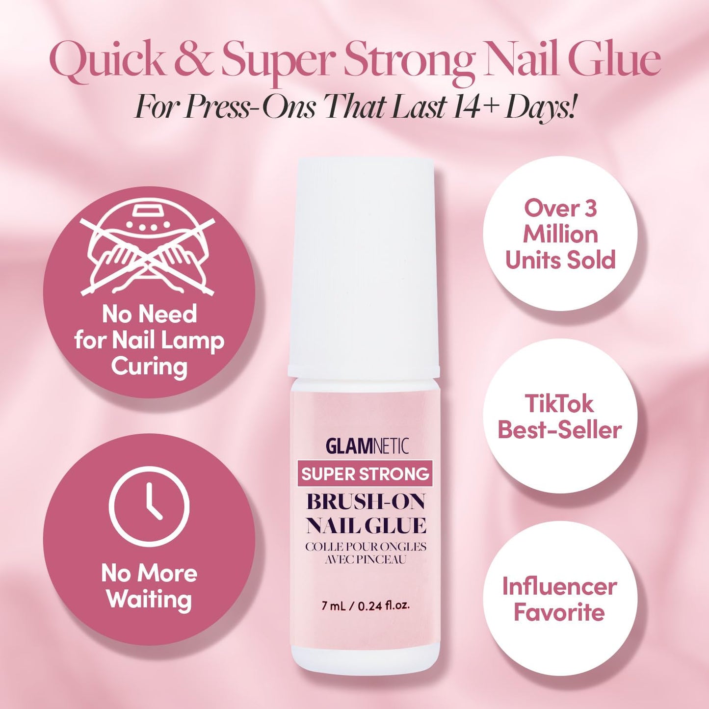 Glamnetic Press-On Nails - Cashmere Blue | Opaque Soft Blue Short Squoval False Nails | 15 Sizes - 30 Nail Kit with Glue and Remover