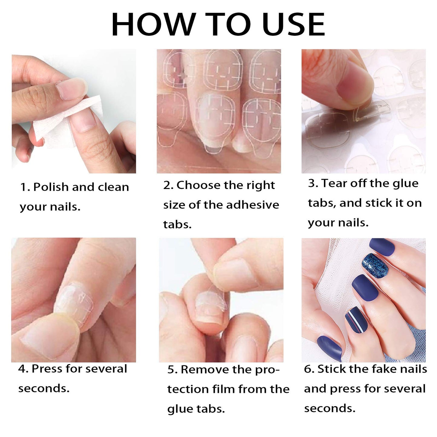 Allstarry 288pcs (12 Sheets) Adhesive Tabs Waterproof Breathable Glue Tabs Double-Sided Nail Jelly Sticker Super Sticky Fake Nail Glue Stickers Transparent Flexible for Manicure