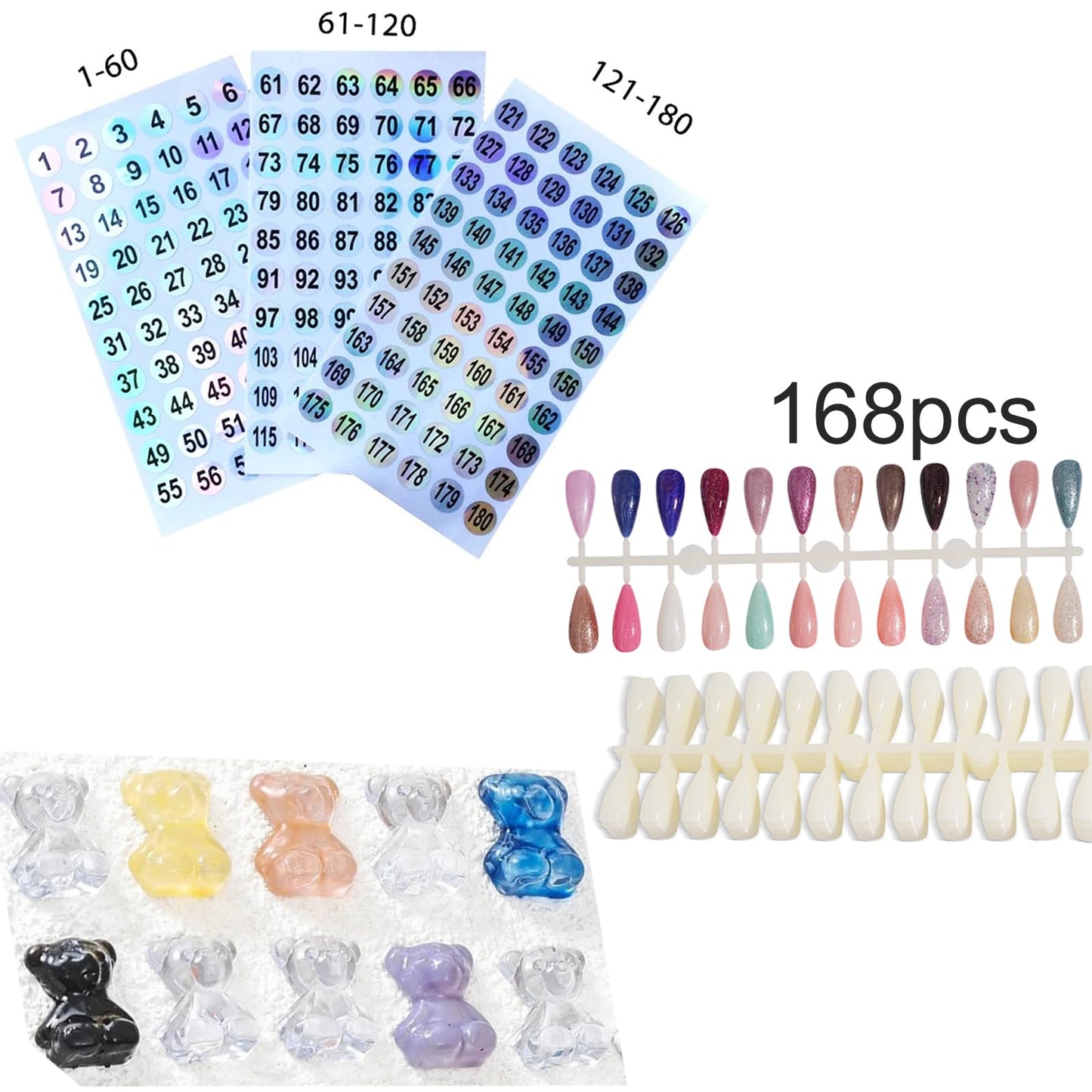 Acycoin2A Acrylic Nail Polish Color Display Board Book Nail Design Chart with 2 Styles Nail Tips Card Board Salon Showing Shelf (160 Colors)