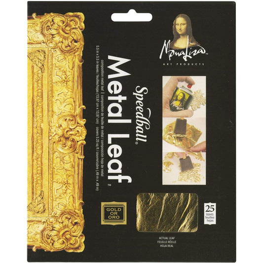 Speedball Mona Lisa Composition Gold Metal Leaf Sheets, Metal Leafing Sheets Made Of Copper, Zinc - 25 Pack