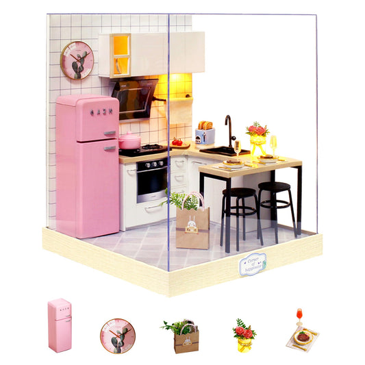 Flever Dollhouse Miniature DIY House Kit Creative Room with Furniture for Romantic Artwork Gift (Taste of Life)