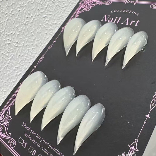 Luxury Press on Nails Medium Curved Stiletto Handmade Eagle Claw Unique Reusable ABS Material Fake Nails Dragon Claw False Nails with Designs Cat Claw Glossy Glue on Nail Thick Acrylic Nail(M)