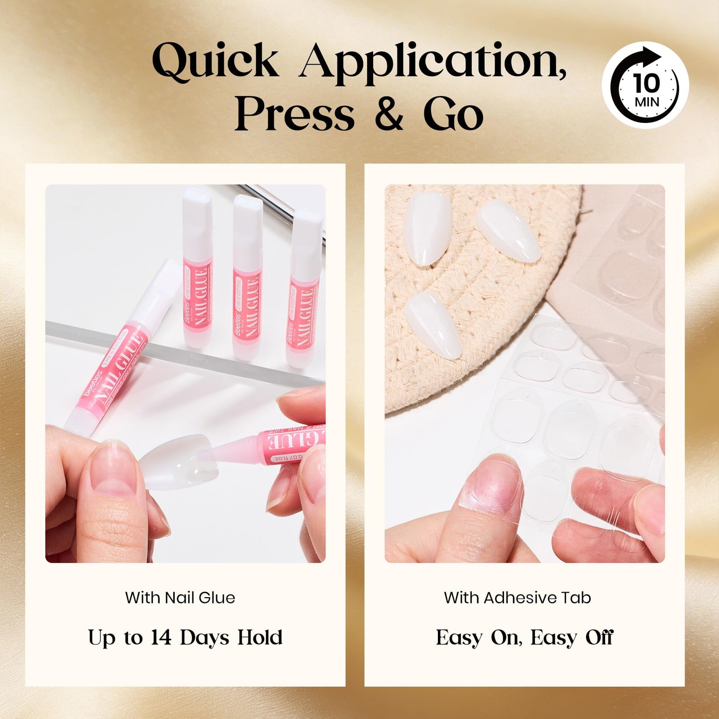 Beetles Motion Glow Cat Eye Press On, Short Almond Press On Nails Kit with Fast-Dry Nail Glue & Adhesive Tabs, 32pcs 16 Sizes, Girls Stick On Nails for Women Blossom Glow