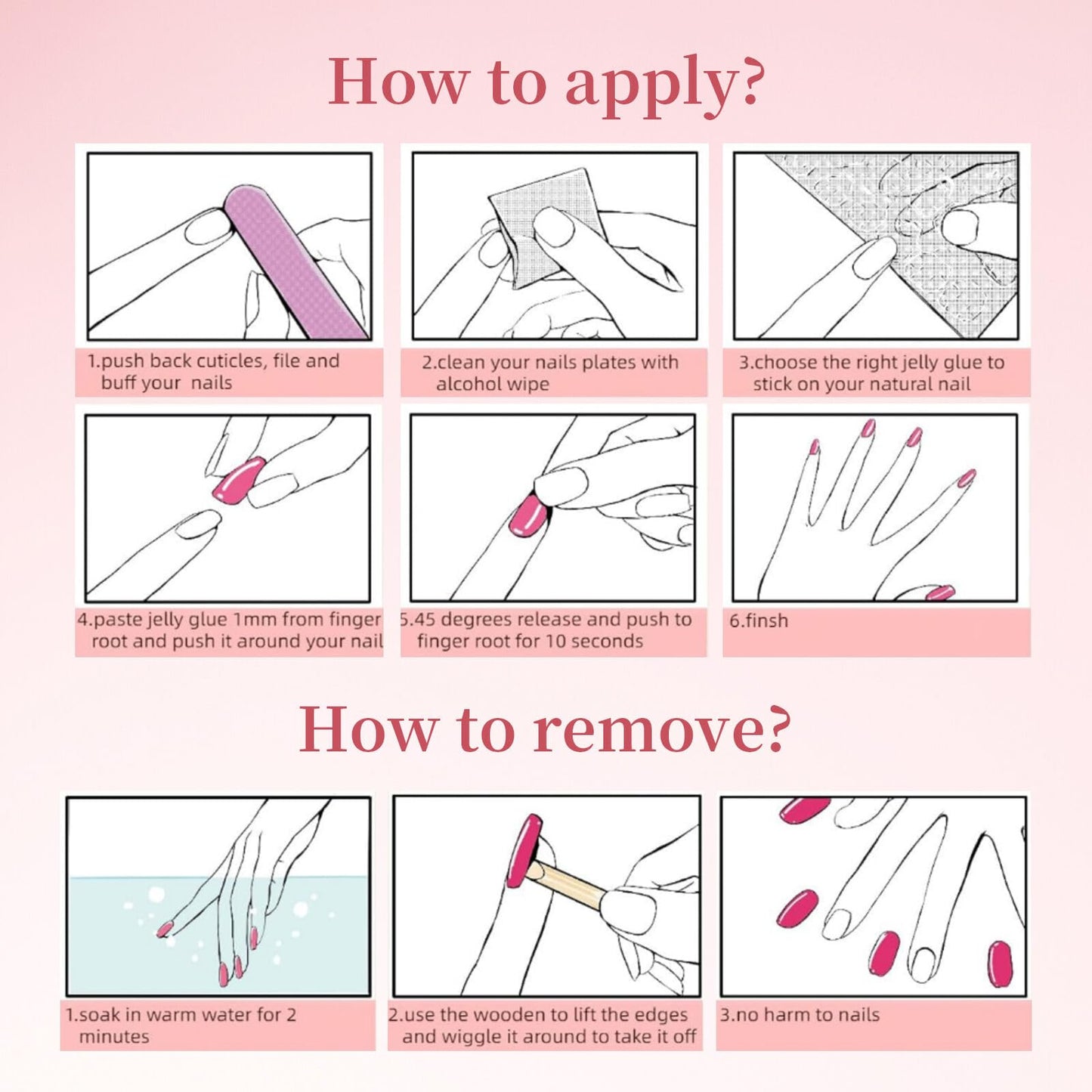 Handmade Press On Nails Long Square Nails with Ring 33mm Candy Party Nails Pink Blue 3D Bunny Bear Star Balloon Design for Women Party Holiday Daily Wear Size L