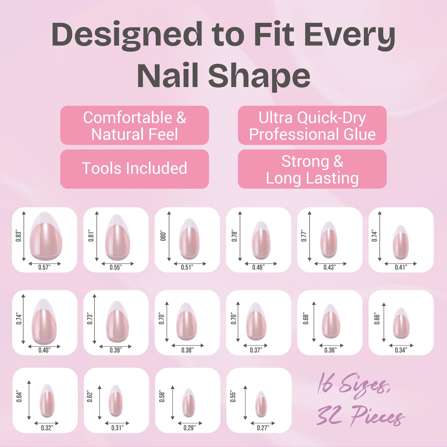 RPNZL Press On Nails - Berry | Red Polka Dot UV Finish Almond Nails, Salon Quality | 32 Nails, 16 Sizes Kit with Glue and Adhesive Tabs I Female Founded