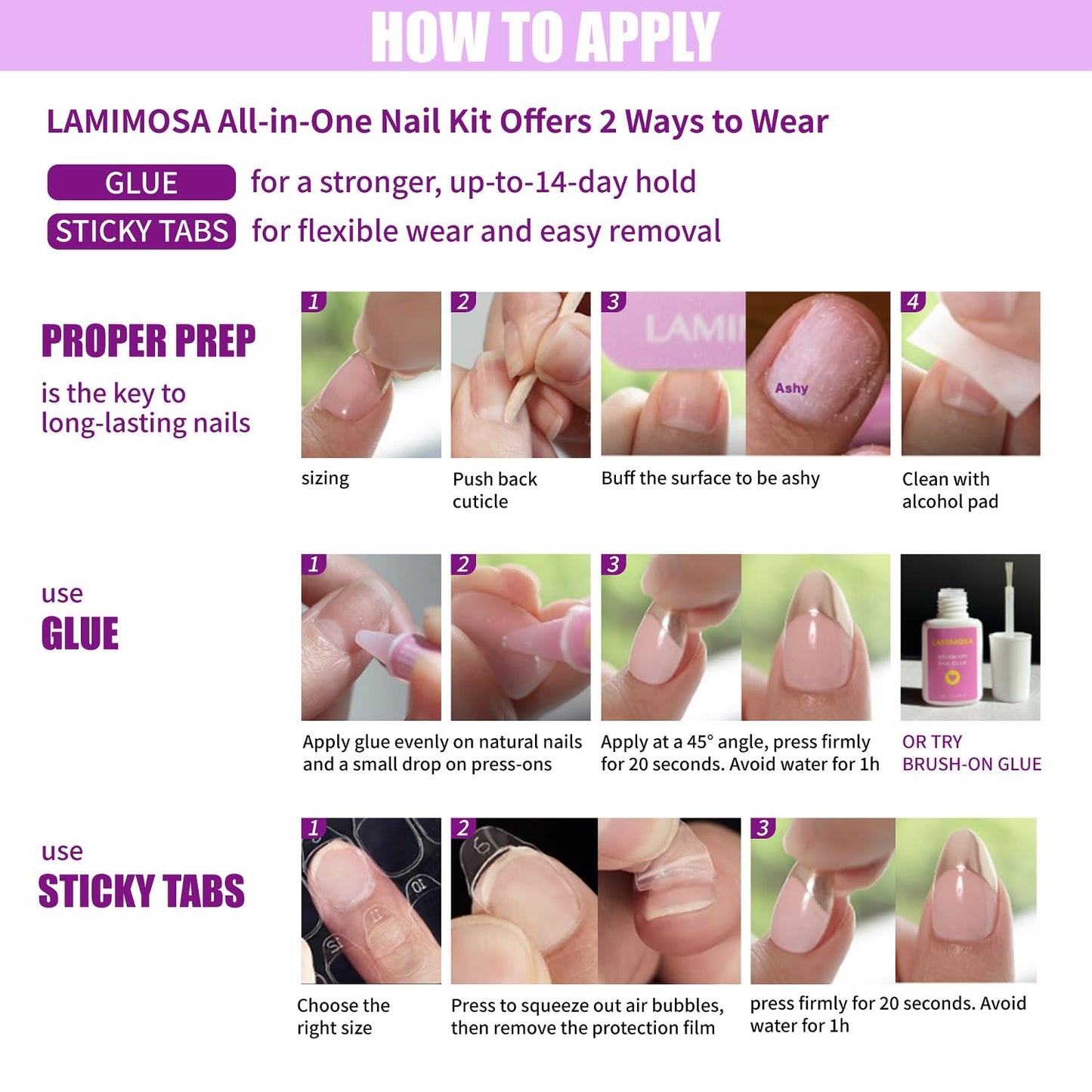 LAMIMOSA 32Pcs Press On Nails Short Round - Ombre Fake Nails with Glue, Soft Gel Nails in 16 Sizes, Reusable Glue on Nails kit, CAPPUCCINO