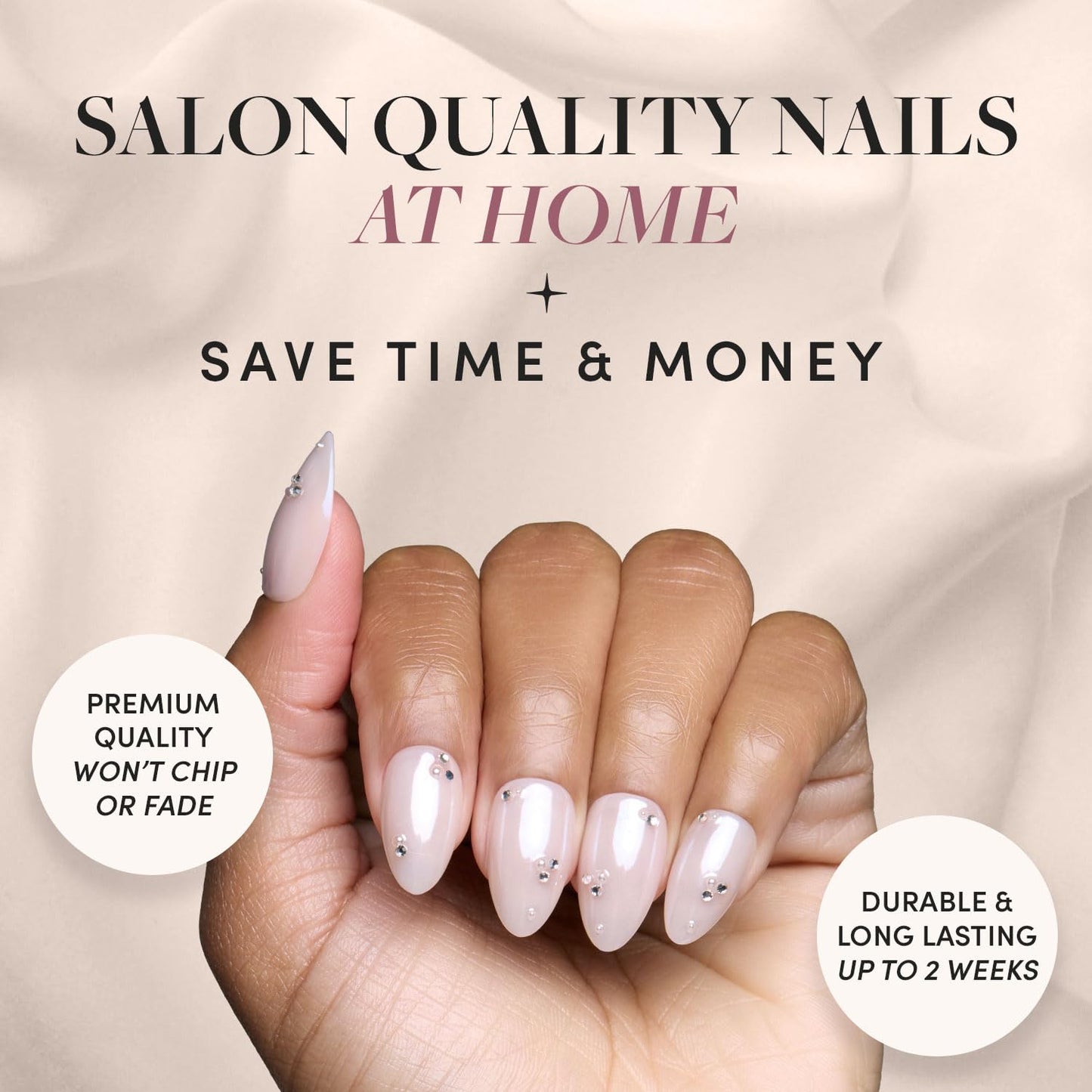 Glamnetic Press-On Nails Bundle - In The Nude, Fiancéd & Goal Digger | Medium Square Fake Nails, Sheer Nude Neutral | Short Almond False Nails with a Ombré | Natural Short Round False Nails with