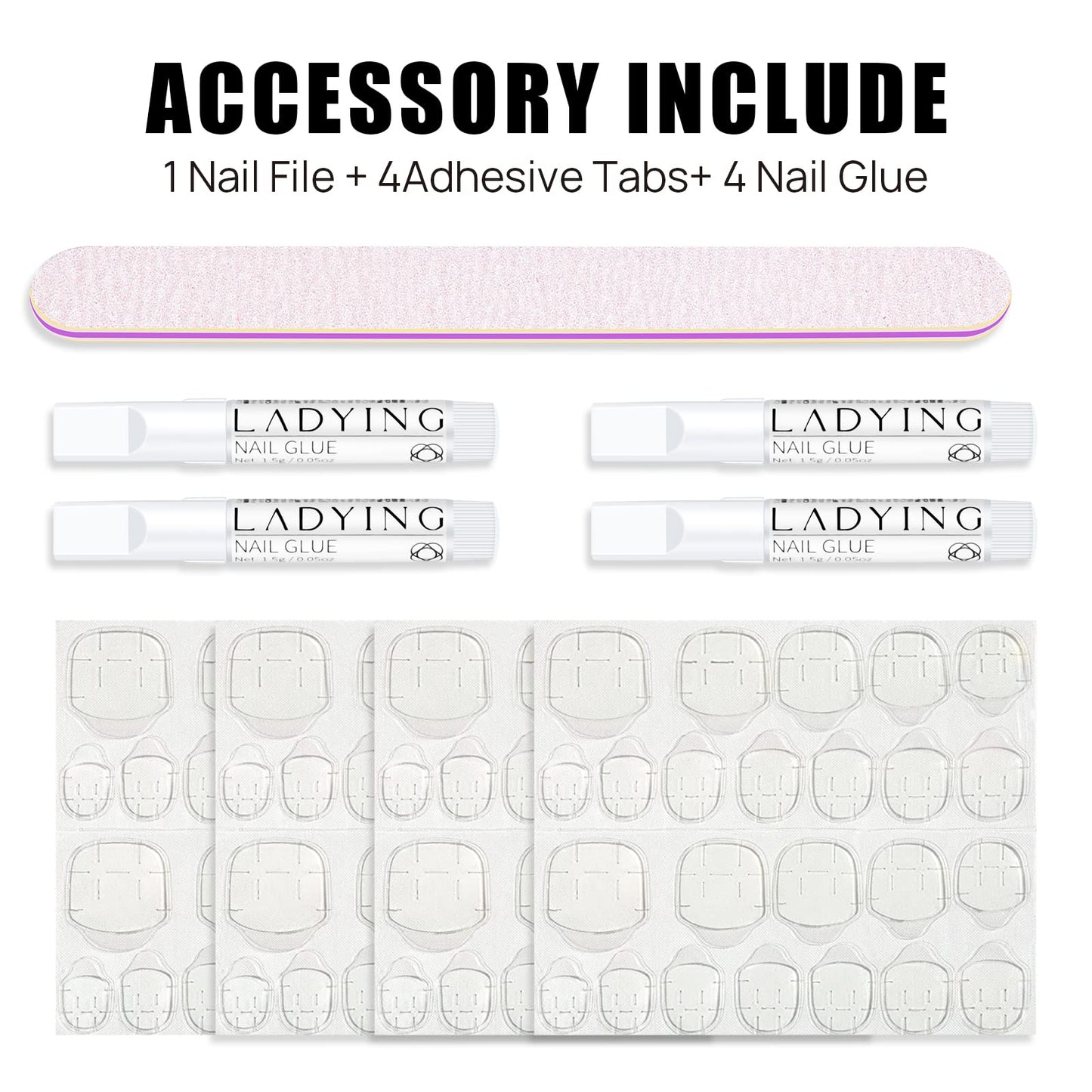Press On Nails - LADYING 576 Pcs Coffin Ballet Shape Fake Nails, Full Cover Acrylic False Nail,24 Color With 6g Nail Glue