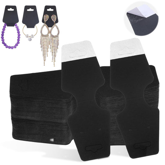 800 Pcs Necklace Display Cards Adhesive Jewelry Packaging Card Paper Keychain Display Card Hanging Bracelet Holder for Choker Earring Hairband Displaying Small Business Supplies (Black)