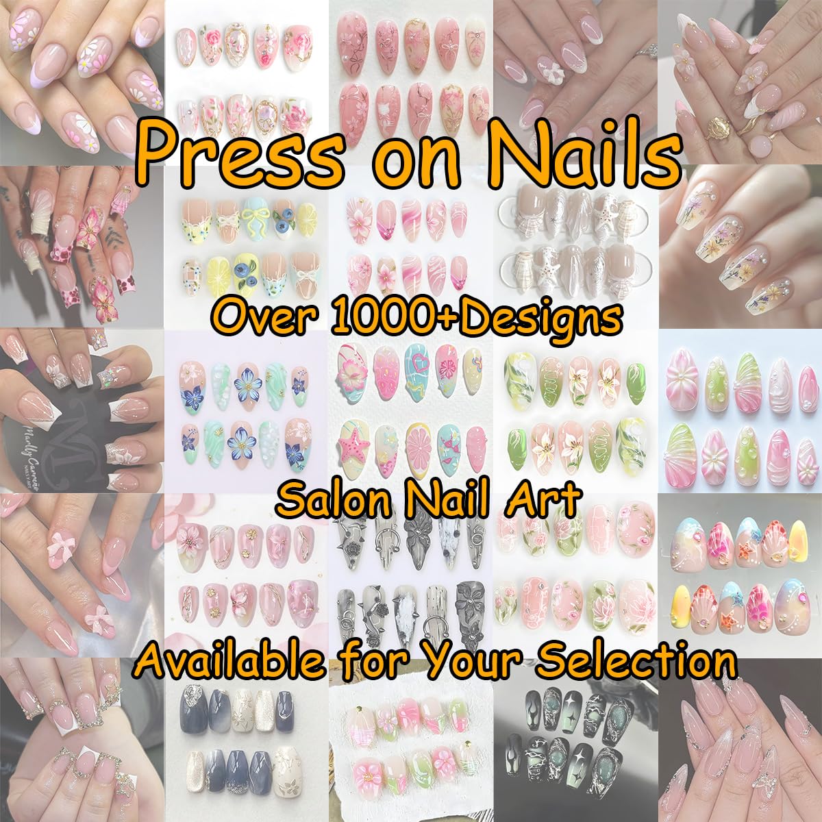30Pcs Pink Flower Press on Nails Almond Medium Cherry Blossoms Fake Nails with 3D Flowers Gold Beads Design Cute Glue on Nails Spring Acrylic Nails Full Cover Peach Blossoms False Nails for Women