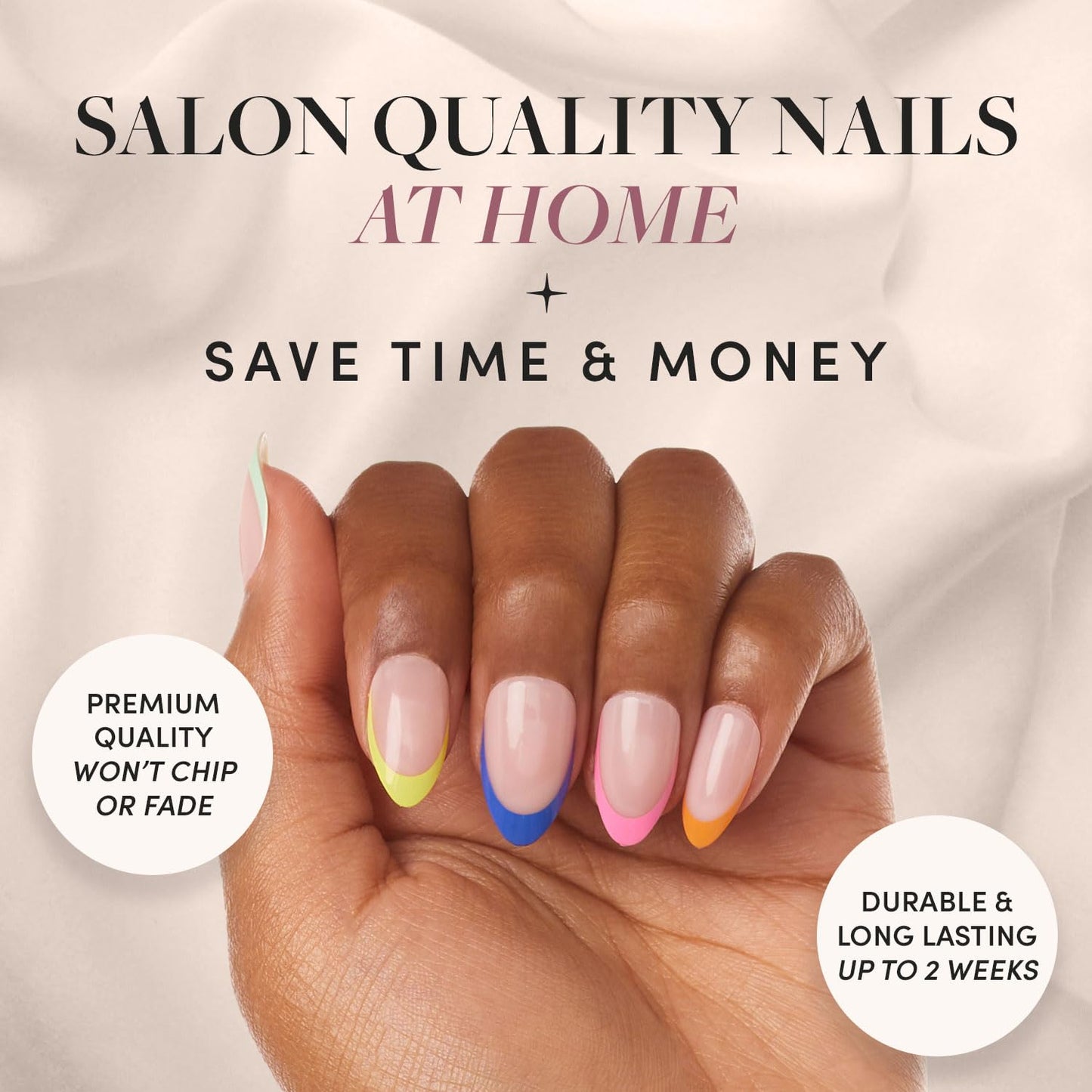 Glamnetic Press-On Nails Bundle - Polar Night, Goal Digger & Berry Fizz | Almond Fake Nails with Ombré Silver Tips | Natural Round False Nails with Gold Foil | Short Oval Magenta Nails wit