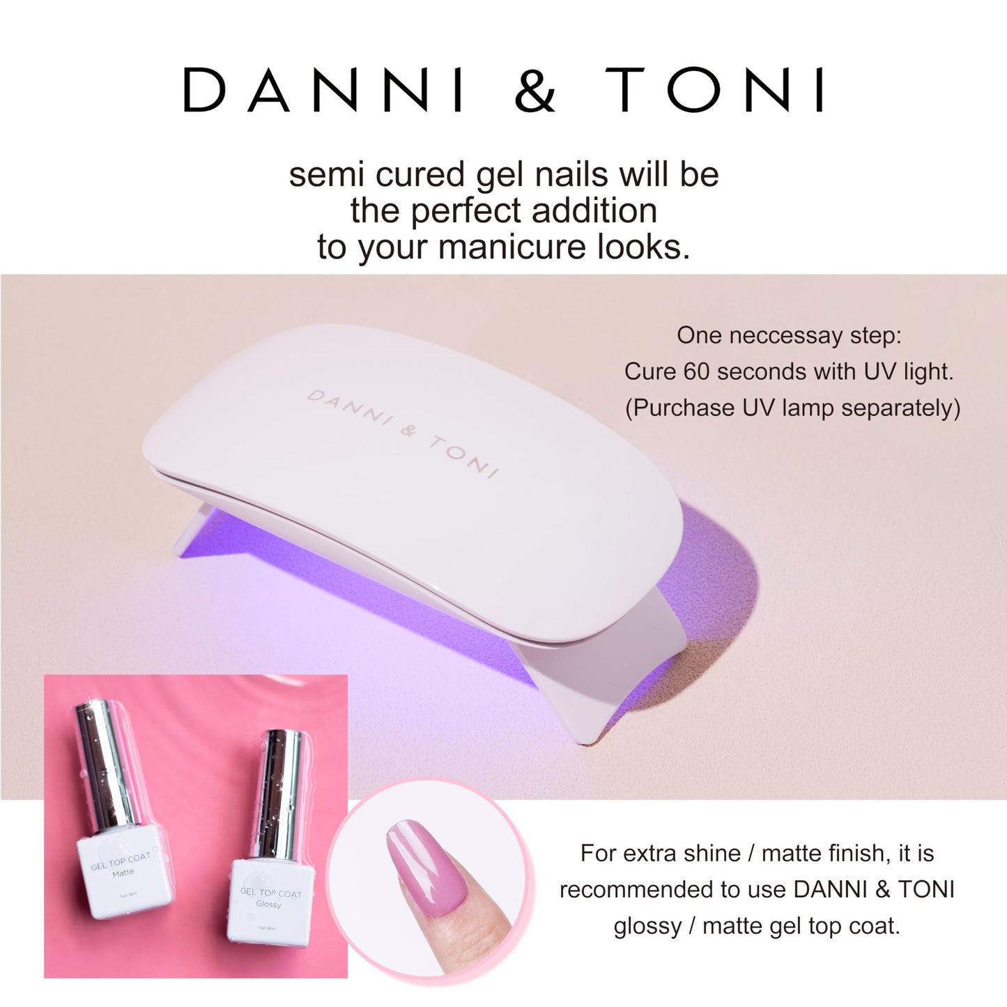 DANNI & TONI Semi Cured Gel Nail Strips Flowers French Aurora Gel Nail Wraps 28 Stickers | Floral Swirl