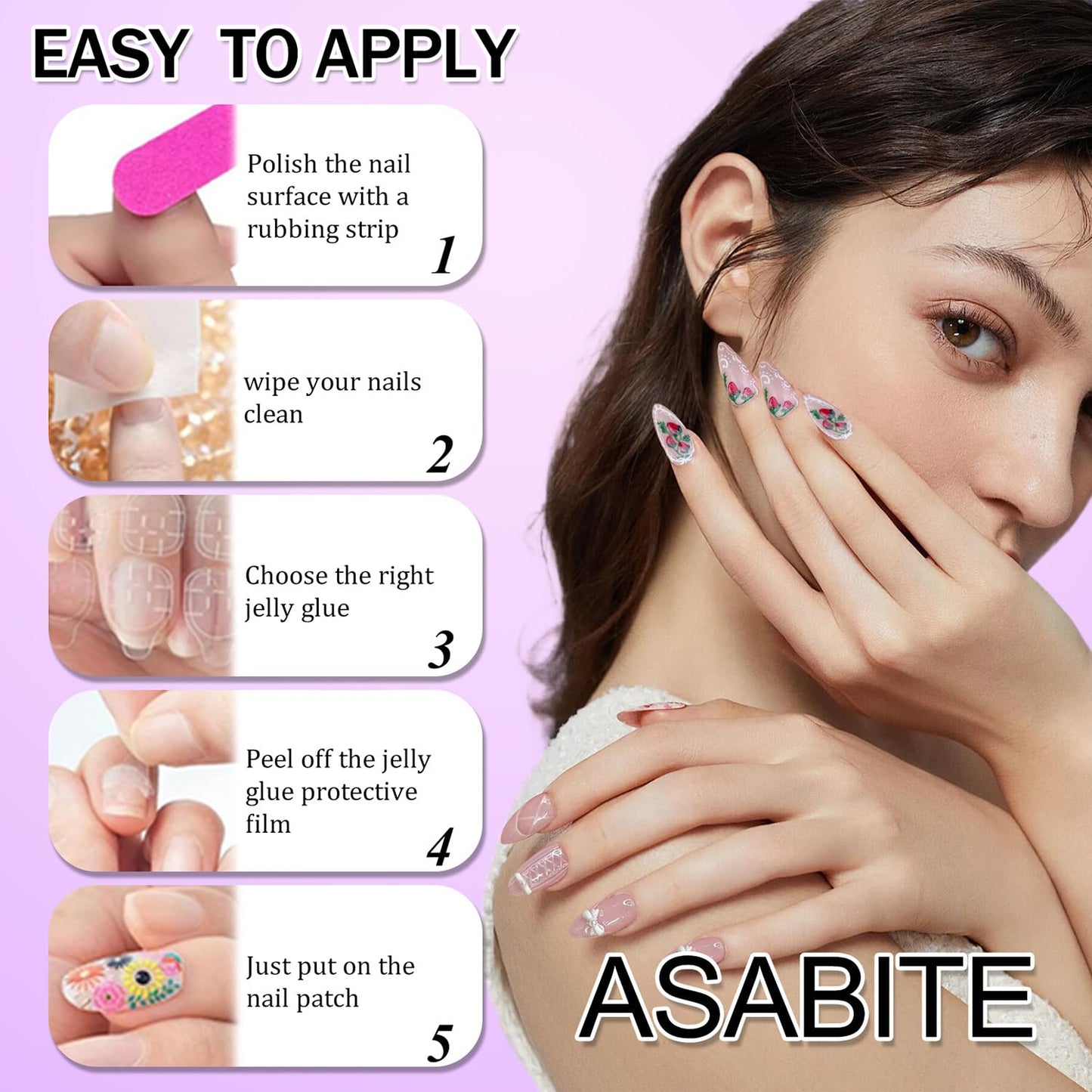 24 Pcs Almond Press on Nails Long Fake Nails with 3D Butterfly Nail Charms Nude Black False Nails with Design Glitter Artificial Nails Glossy Full Cover Glue on Nails Stick on Nails for Women Girls