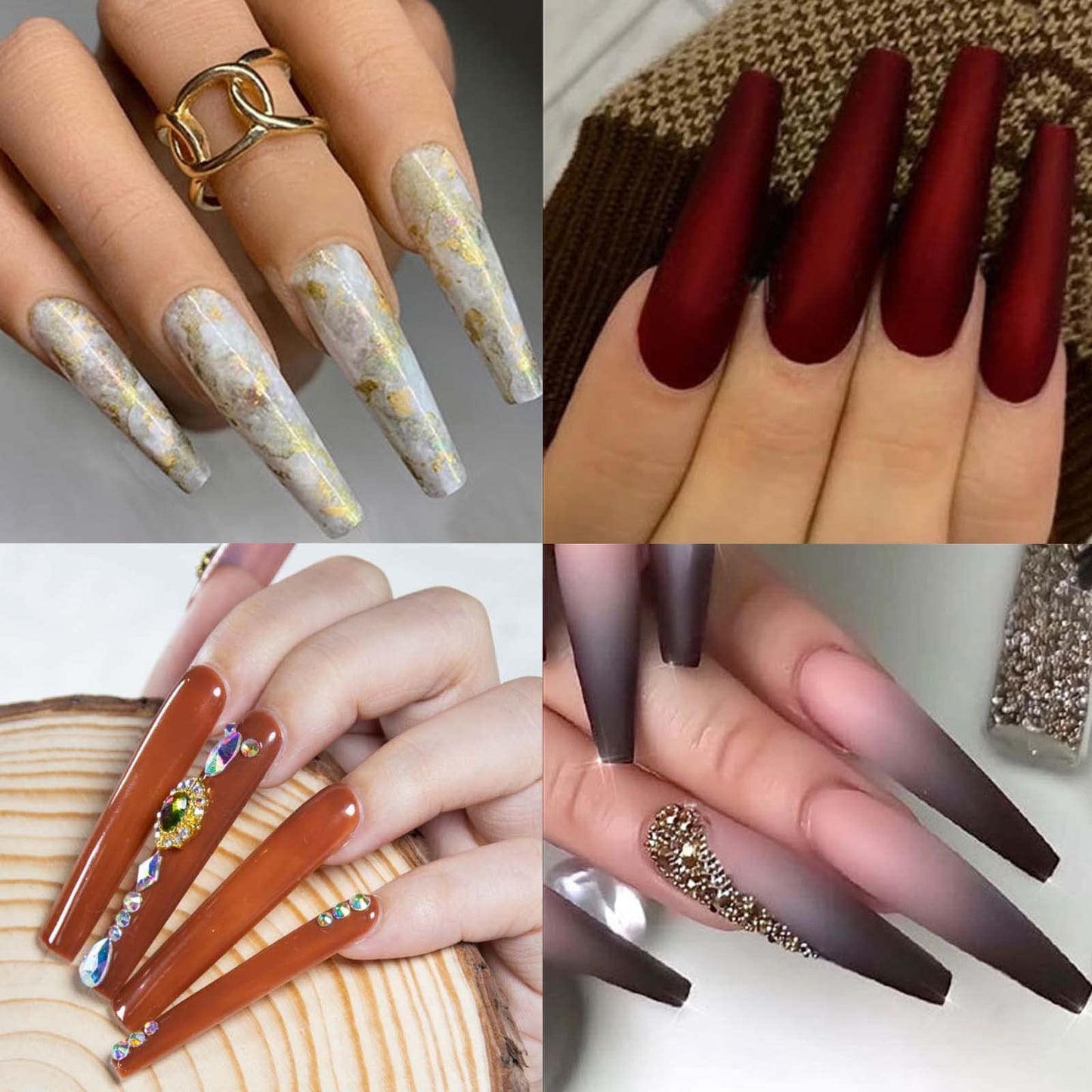 U-Shinein 504PCS XXXL Natural Coffin Nail Tips, Half Cover Ballerina Fake Nails 12 Sizes, 3XL Square Straight Ballerina Shape False Nail Tips, No C Curved 2.2 Inch Acrylic Nail Tips For Salon Home DIY